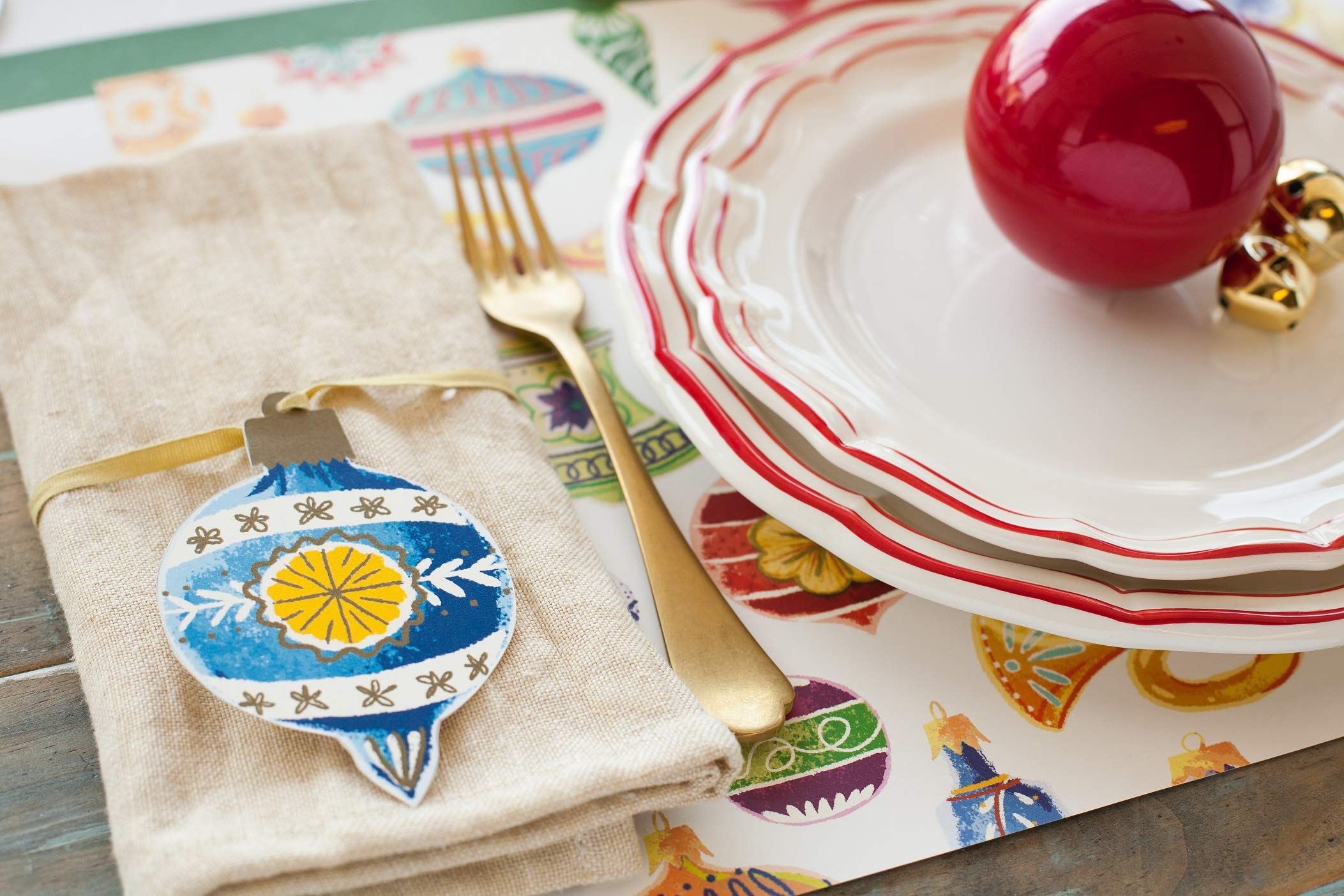 Hester and Cook Disposable Square Paper Placemats for Dining Table - 24 Pack Christmas Holiday Decorative Place Settings - Eco-Friendly American Made Placemats for Parties, Dinner & Holiday Decor