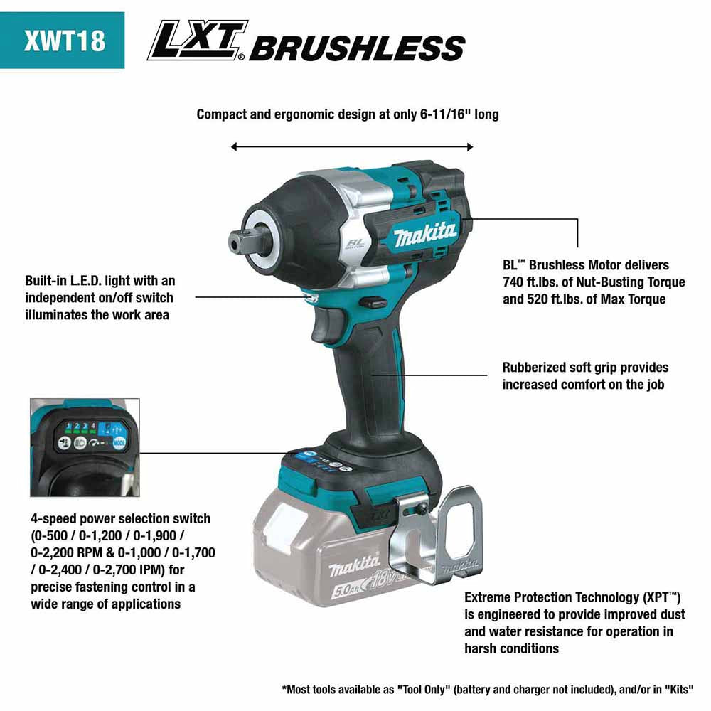 18V LXT Brushless 4-Speed Mid Torque 1/2