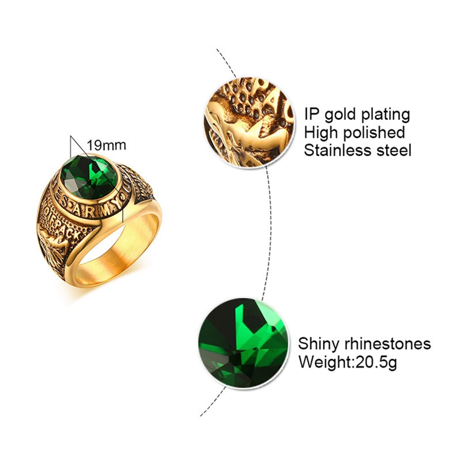 Affordable Men's Wedding Rings - Gold & Green Stainless Steel Zircon Inlaid Band for Grooms, Engagement & Anniversary Gifts | Perfect for Christmas Proposals, Valentine's Day & Special Occasions