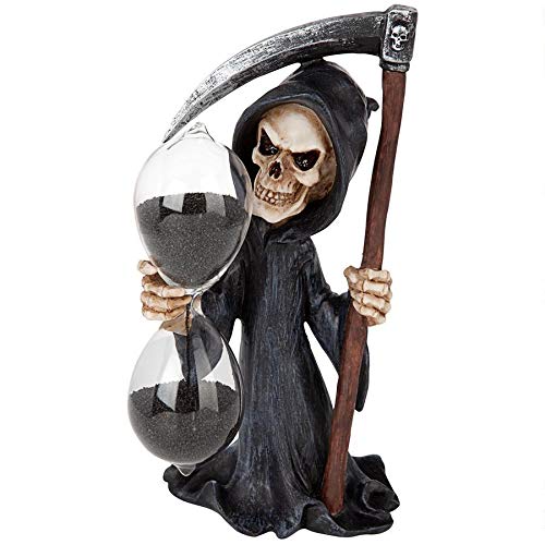 Design Toscano Grim Reaper Sand Timer Hourglass Statue - Gothic Home Decor for Halloween, Office Desk & Dark Academia Aesthetic