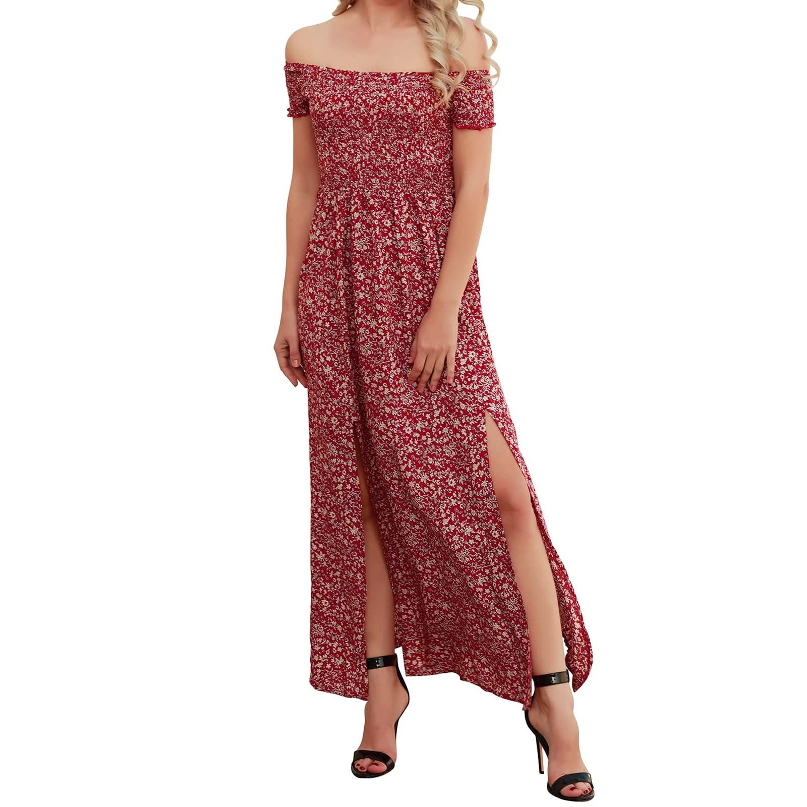 Floral Print Wrap Dress for Women - Summer Beach Casual Long Dress with V-Neck & Side Tie - Perfect for Vacations, Parties, and Outdoor Events