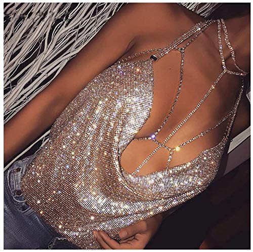 Sexy Rhinestone Body Chain for Women - Multi-Layered Long Choker Necklace with Crystals, Elegant Party Jewelry for Club, Festival, Bachelorette & Special Occasions