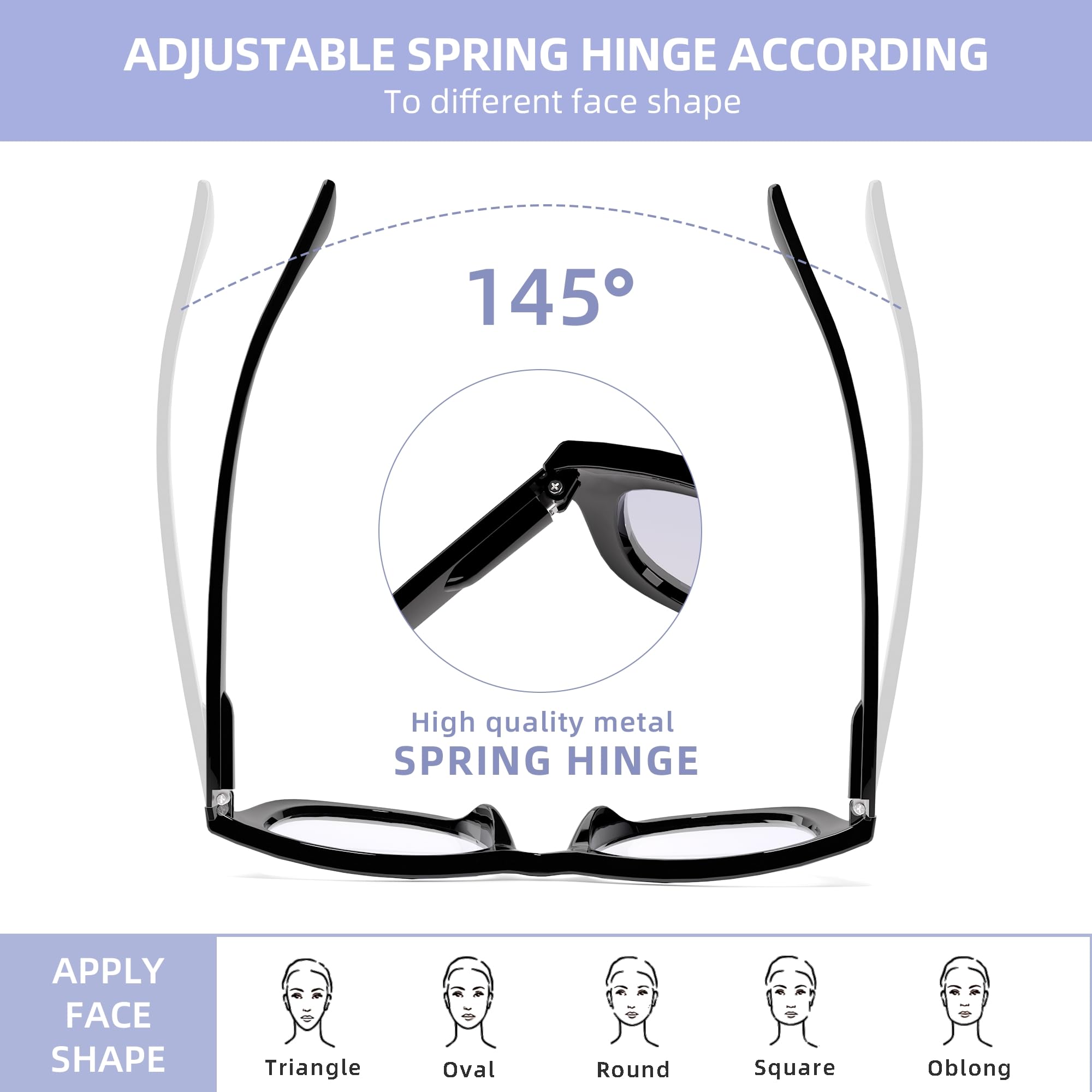 LADEESSE Women's Reading Glasses 3-Pack - Square Oversized Frames with Spring Hinge & Blue Light Blocking - Oprah Style Readers for Women (Perfect for Office, Reading, Computer Work & Fashion Accessories)