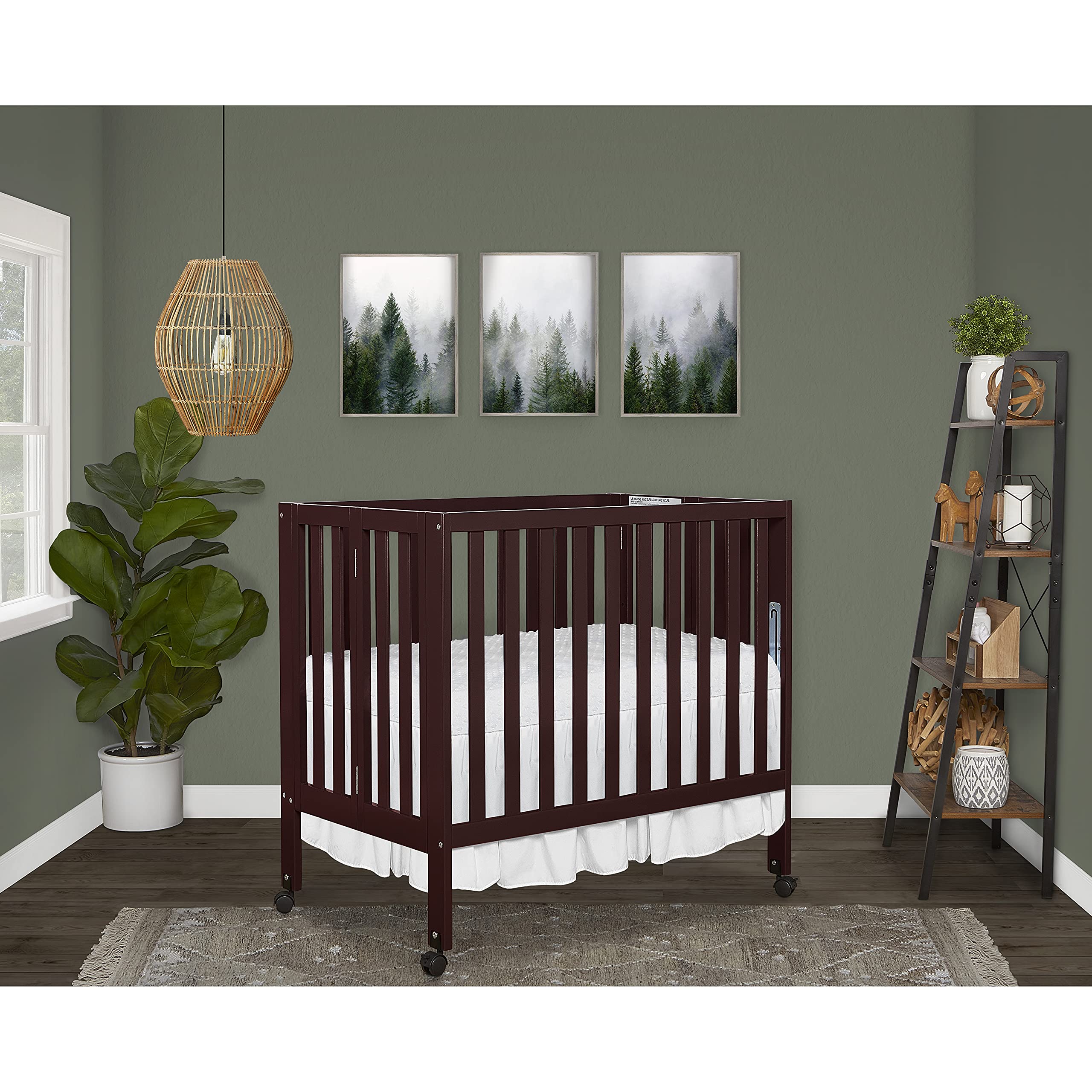 Dream On Me Jett Non-Full Size Folding Convertible Crib - Lightweight Portable Baby Crib with 3 Adjustable Mattress Heights | Easy Fold Travel Crib for Home & Nursery | Includes 1.5
