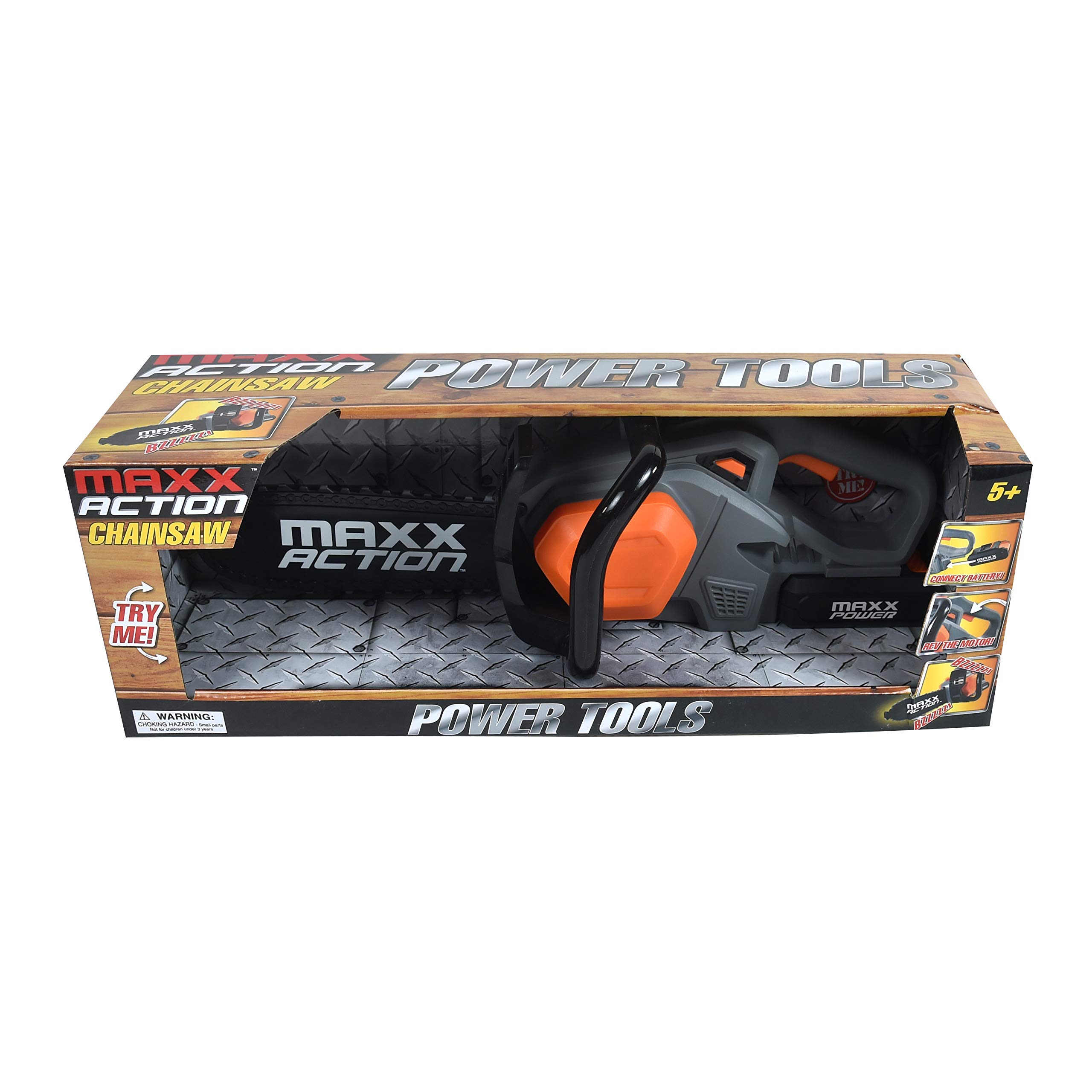 Maxx Action Power Tools Toy Chainsaw with Lights & Sounds - Kids Pretend Play Construction Tool for Outdoor & Indoor Role Play | Fun Educational Toy for Toddlers & Children