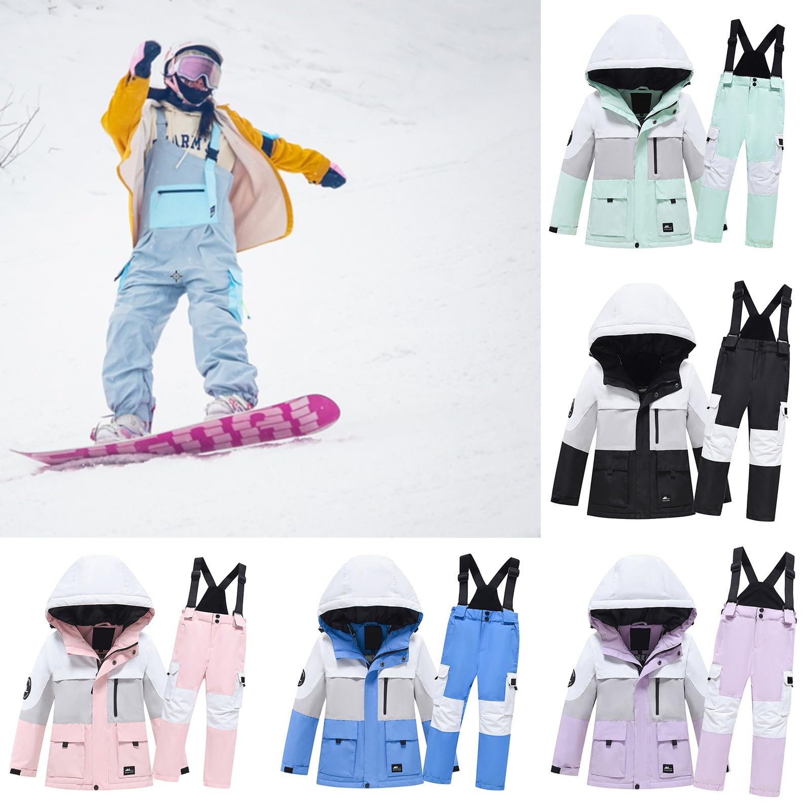 Kids Ski Jacket & Pants Set - Windproof Winter Snowsuit for Boys & Girls | Toddler Snowwear for Skiing & Outdoor Play