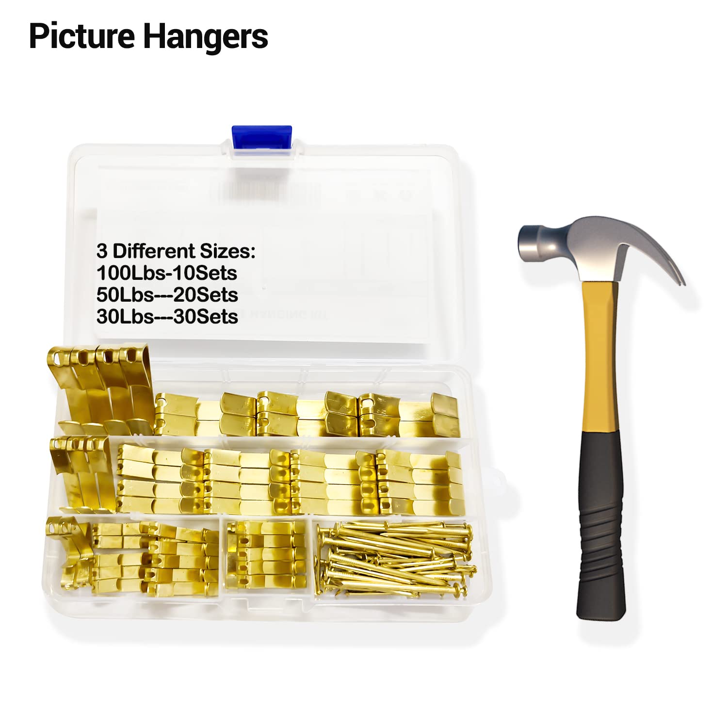 120 Pcs Heavy Duty Picture Hanging Kit - 100lb/50lb/30lb Wall Hooks with Nails for Drywall & Wood - Professional Photo Frame Hangers for Home Gallery, Office Decor & Art Display