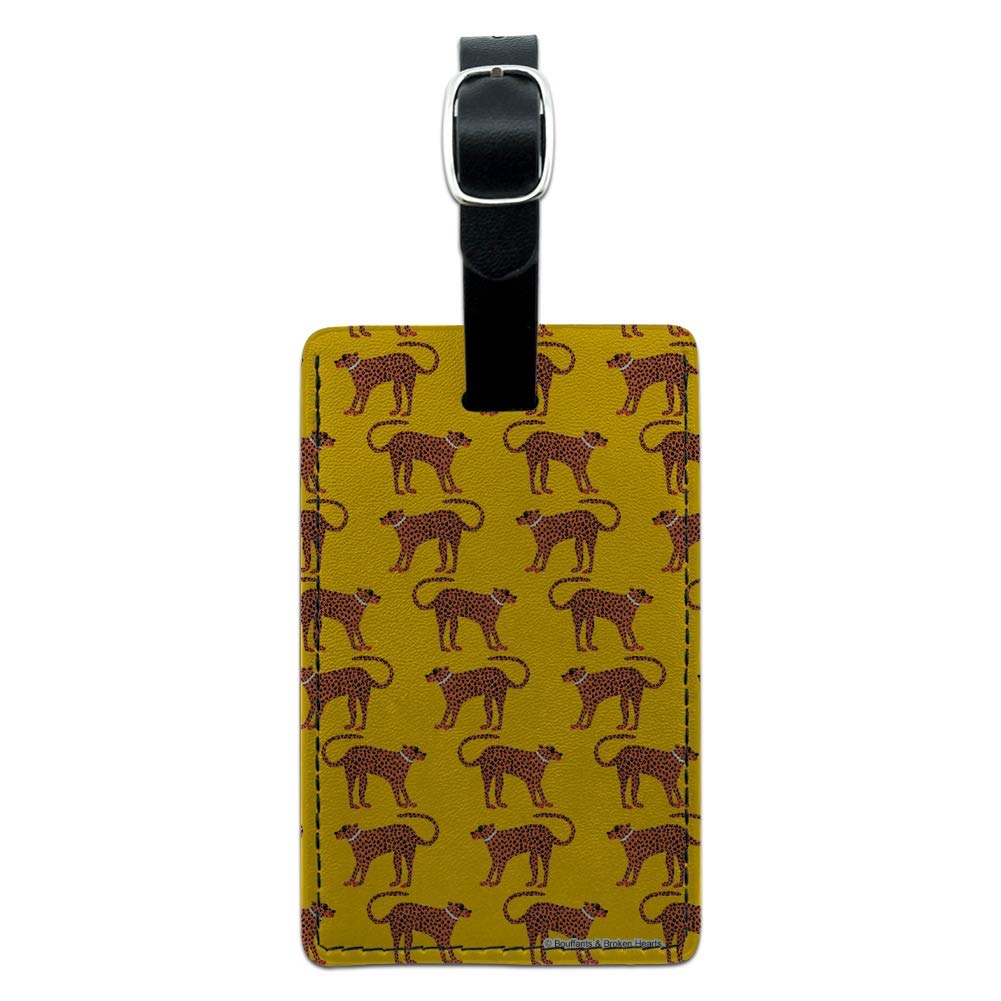 Stylish Cheetah Print Rectangle Leather Luggage Tag - Durable Suitcase ID Card Holder for Carry-On Bags | Perfect for Travel, Business Trips & Vacation Identification
