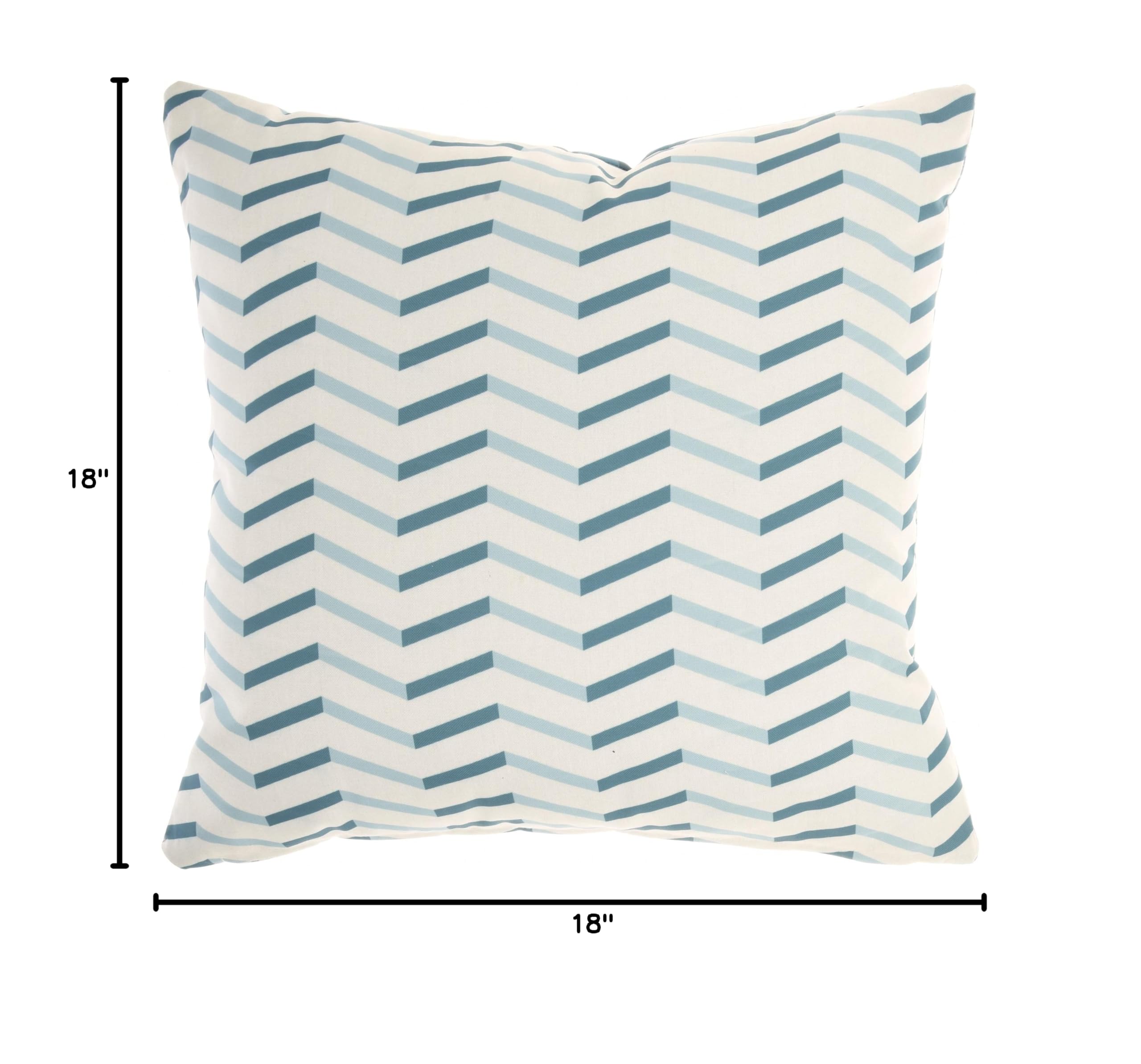 Premium 18x18 Inch Outdoor Throw Pillows - Chevron & Banana Leaf Design in Turquoise - Waterproof & UV Resistant for Patio, Poolside, Garden & Porch Decor