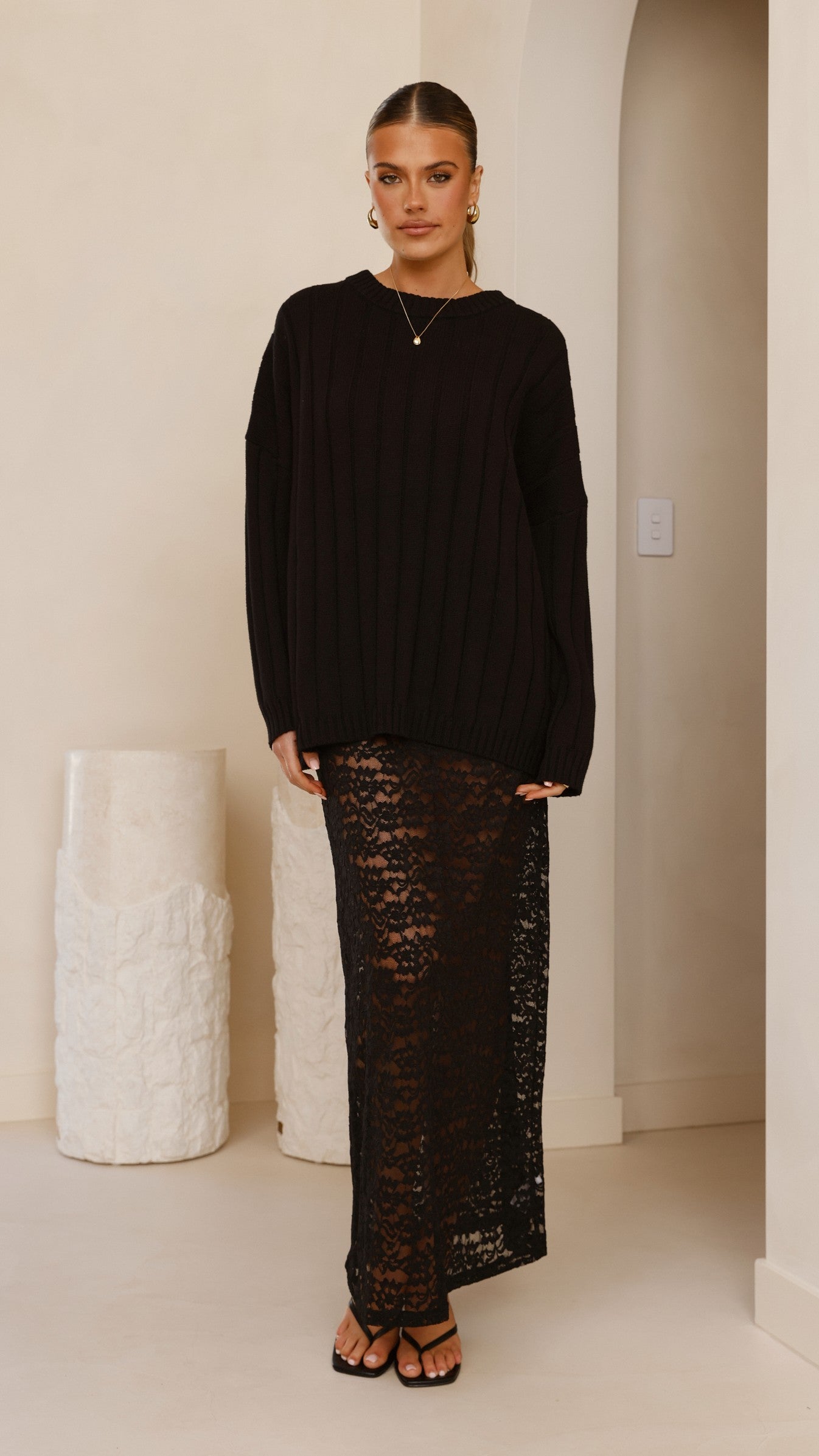 Harlene Black Lace Maxi Skirt for Women - Elegant Long Flowy Skirt for Parties, Weddings & Special Occasions