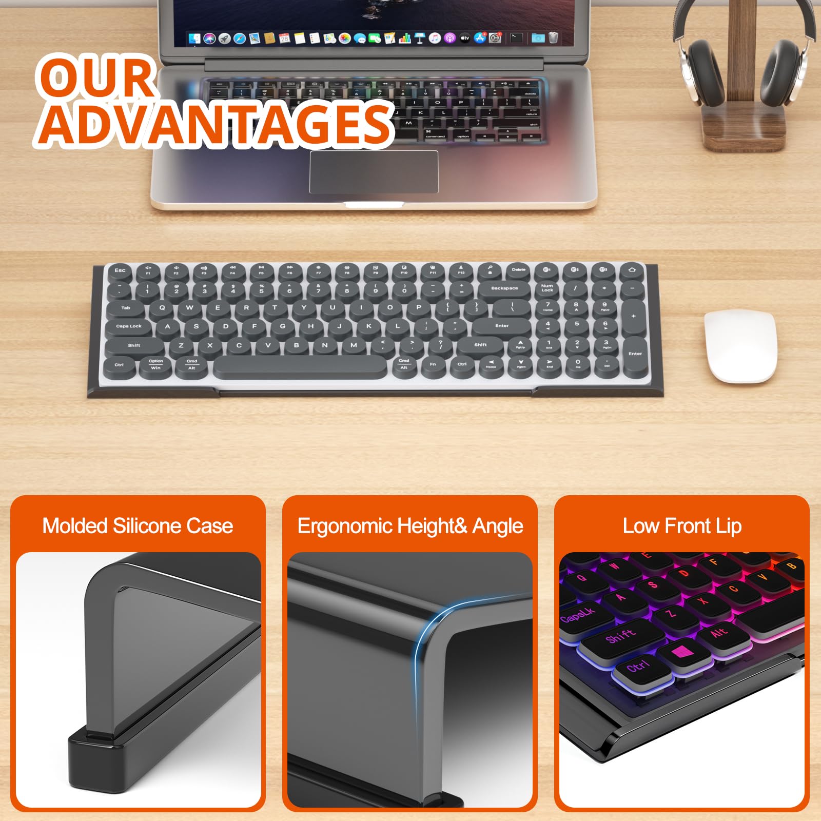 Ergonomic Acrylic Keyboard Stand for Office & Home - Anti-Slip