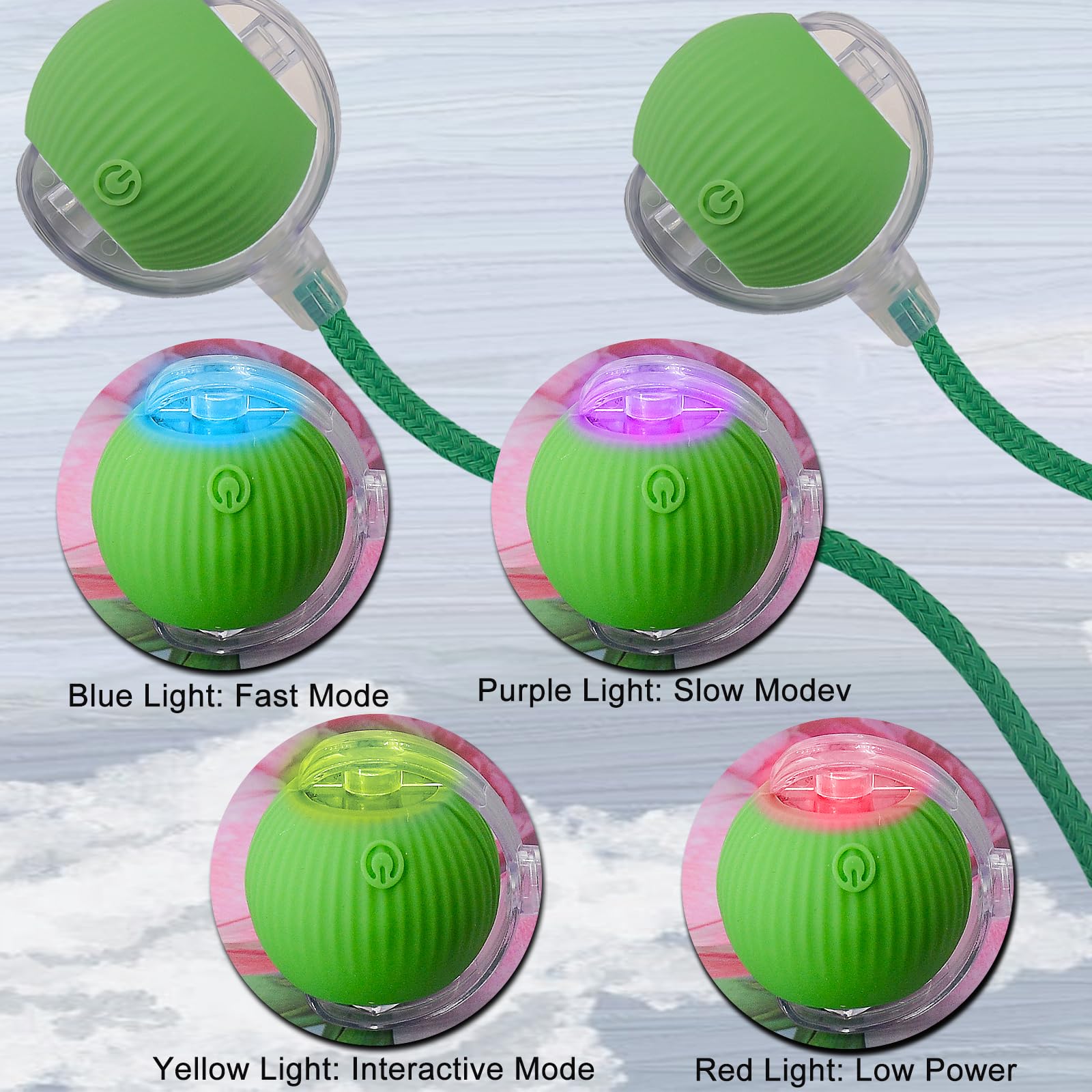 Interactive Cat & Dog Toy Ball - Automatic Rolling LED Light Pet Toy with Motion Sensor & String Tail - Fun Indoor Exercise Wheel for Kittens & Puppies - Perfect Gift for Playtime & Training (Green)