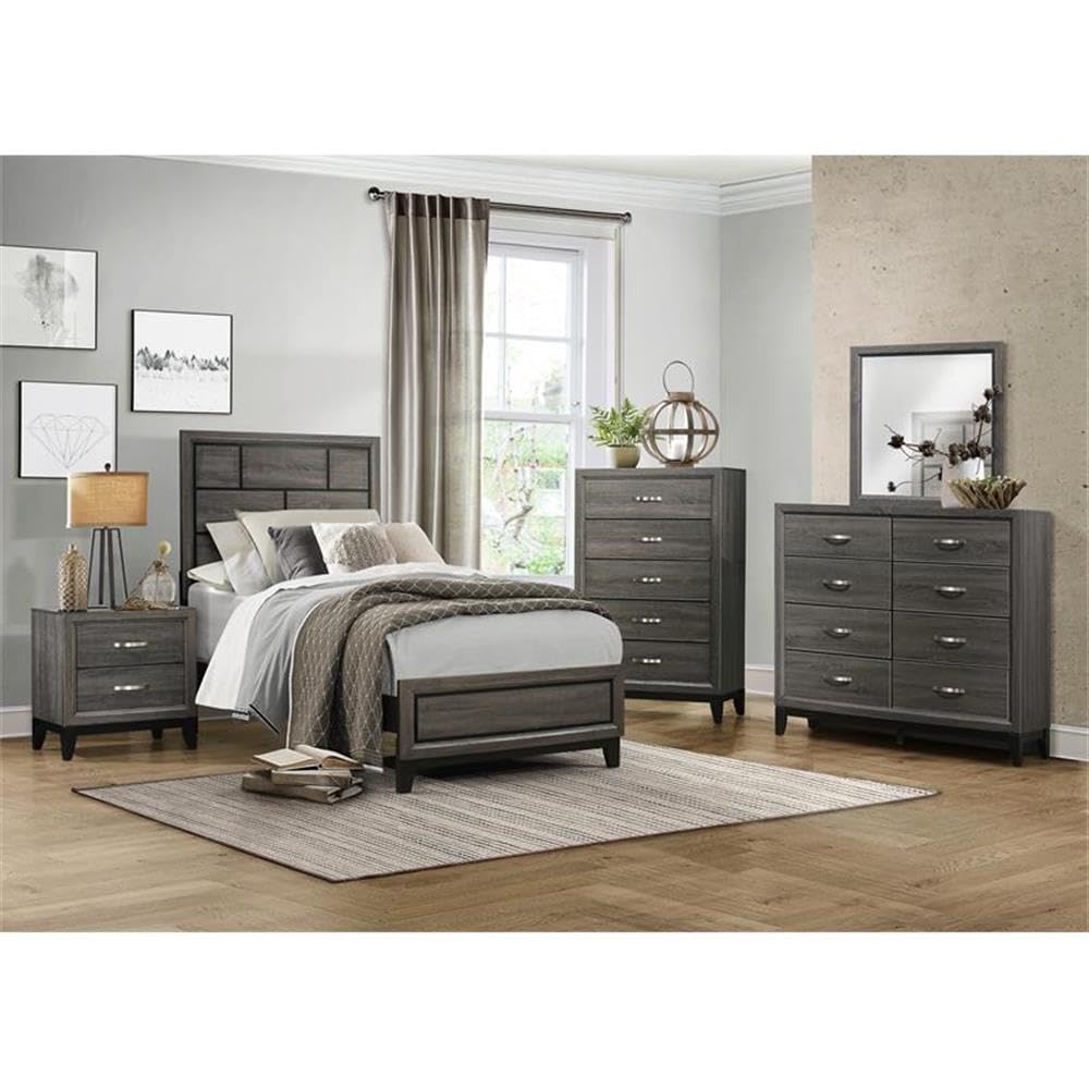 Modern Gray Wood Nightstand with 2 Dovetail Drawers - Stylish Bedroom Furniture for Small Spaces & Guest Rooms | Pemberly Row