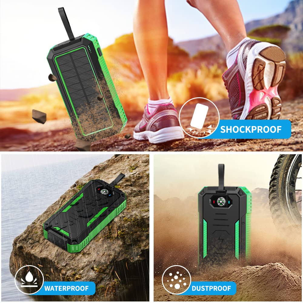 40000mAh Solar Power Bank with 22.5W Fast Charging & 15W Wireless Charging | Portable External Battery Pack with USB-C for iPhone, Android Phones | Solar Panel Charger with Dual Flashlight for Camping, Hiking & Emergency Power Backup