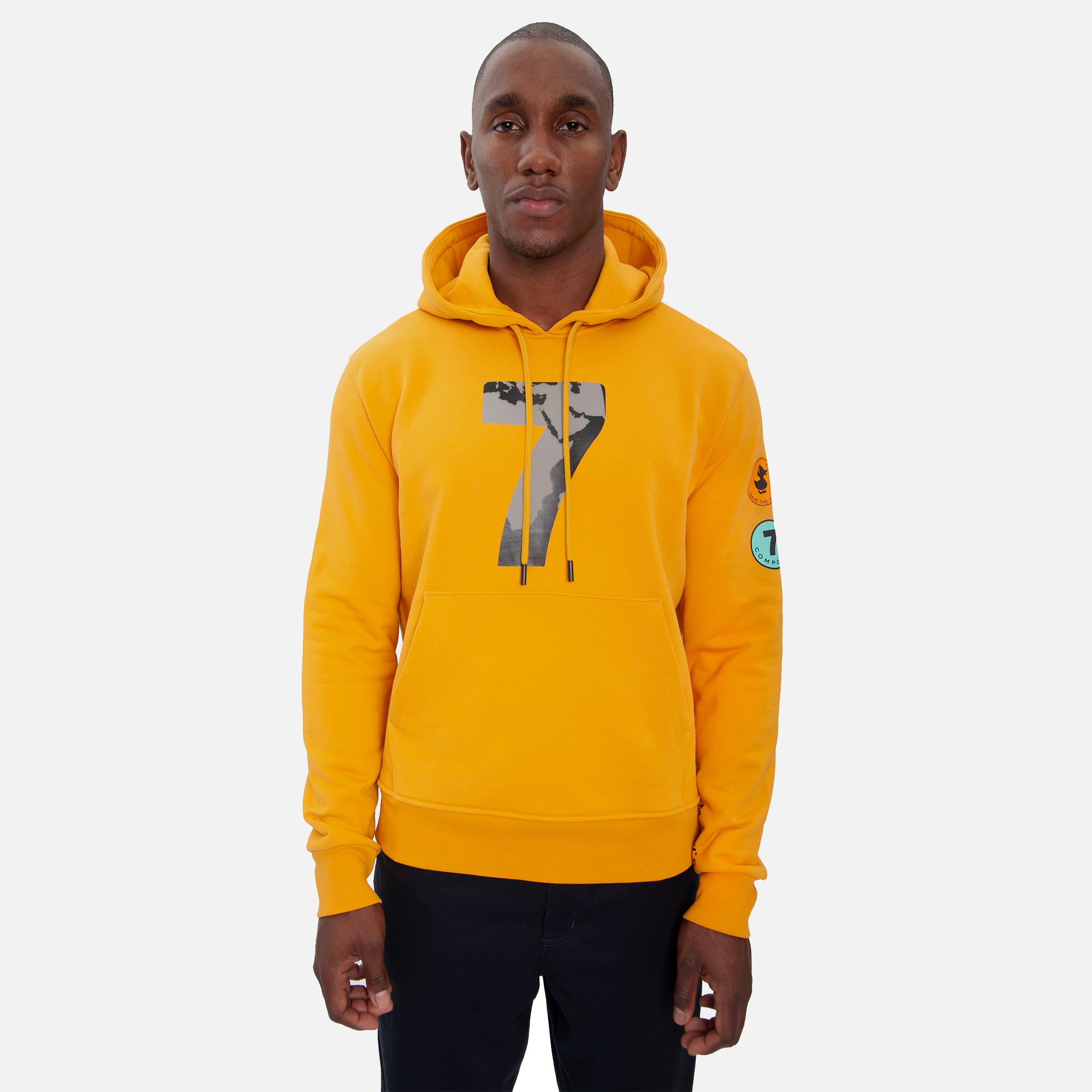 COMPOUND X SAVE THE DUCK 7 Hoodie - Yellow & Black Color Block | Waterproof Winter Jacket for Outdoor Activities & Urban Fashion