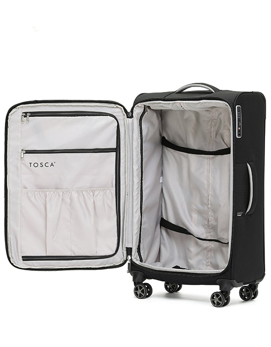 Tosca TCA720 Vega 32-inch Large Spinner Suitcase - Black | Premium Expandable Luggage for Business Travel & Vacation | Perfect for Airplane Carry-On & Checked Bags