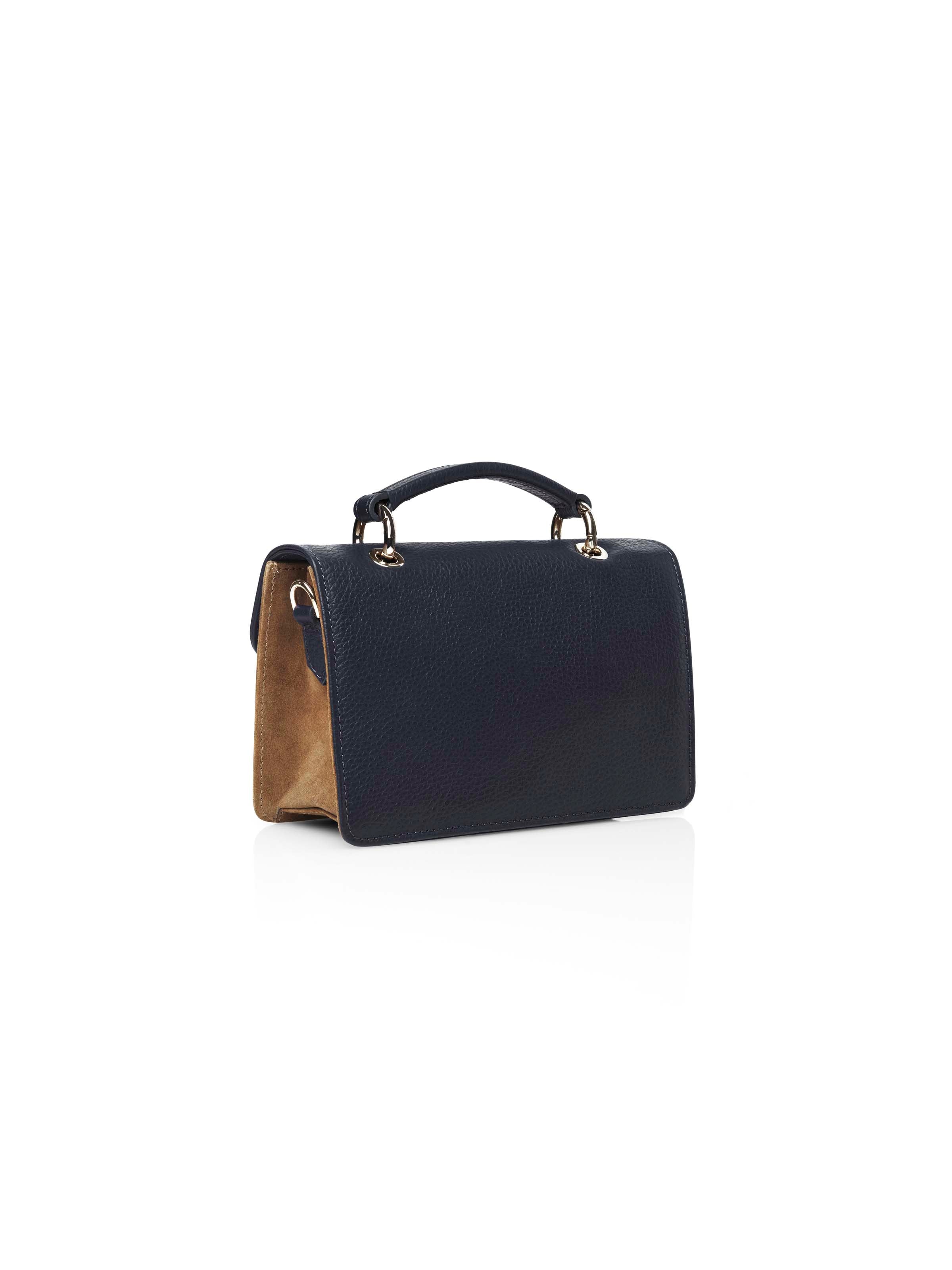 Loxley Mini Crossbody Bag for Women - Tan & Navy Suede Leather Purse - Perfect for Travel, Shopping & Everyday Use