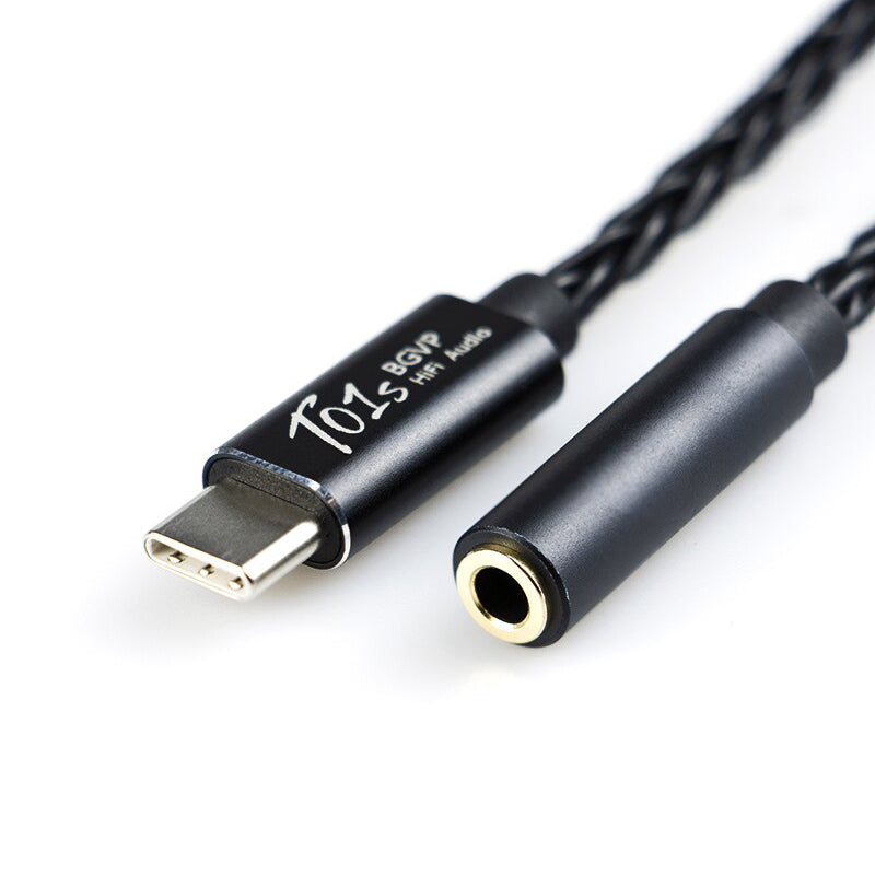 BGVP T01s Hi-Fi Audio Amp/DAC Adapter - USB Type-C to 3.5mm Headphone Jack Converter with USB Adapter Plug for Smartphones, Laptops & Gaming Devices - Perfect for Music Lovers & Audiophiles