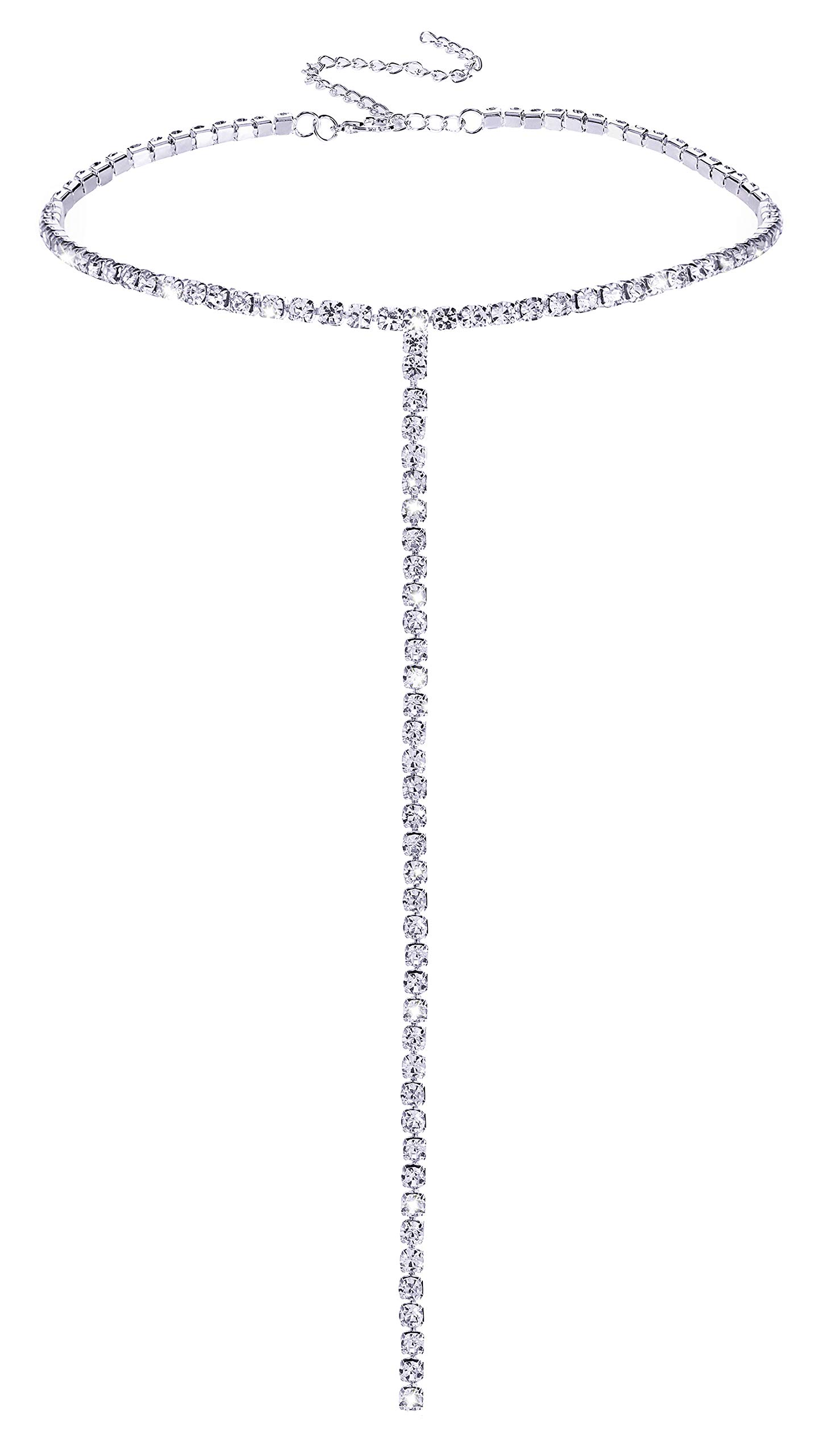 Sparkly Rhinestone Choker Necklace for Women - Silver Crystal Diamond Collar Necklace | Elegant Party, Wedding, Prom & Evening Wear Accessory