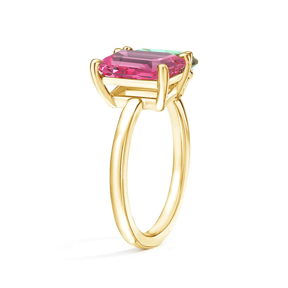 Personalized Pink Tourmaline Toi et Moi Ring - Custom Birthstone Anniversary Jewelry for Couples, Women's Romantic Gift for Valentine's Day, Engagement or Special Occasions