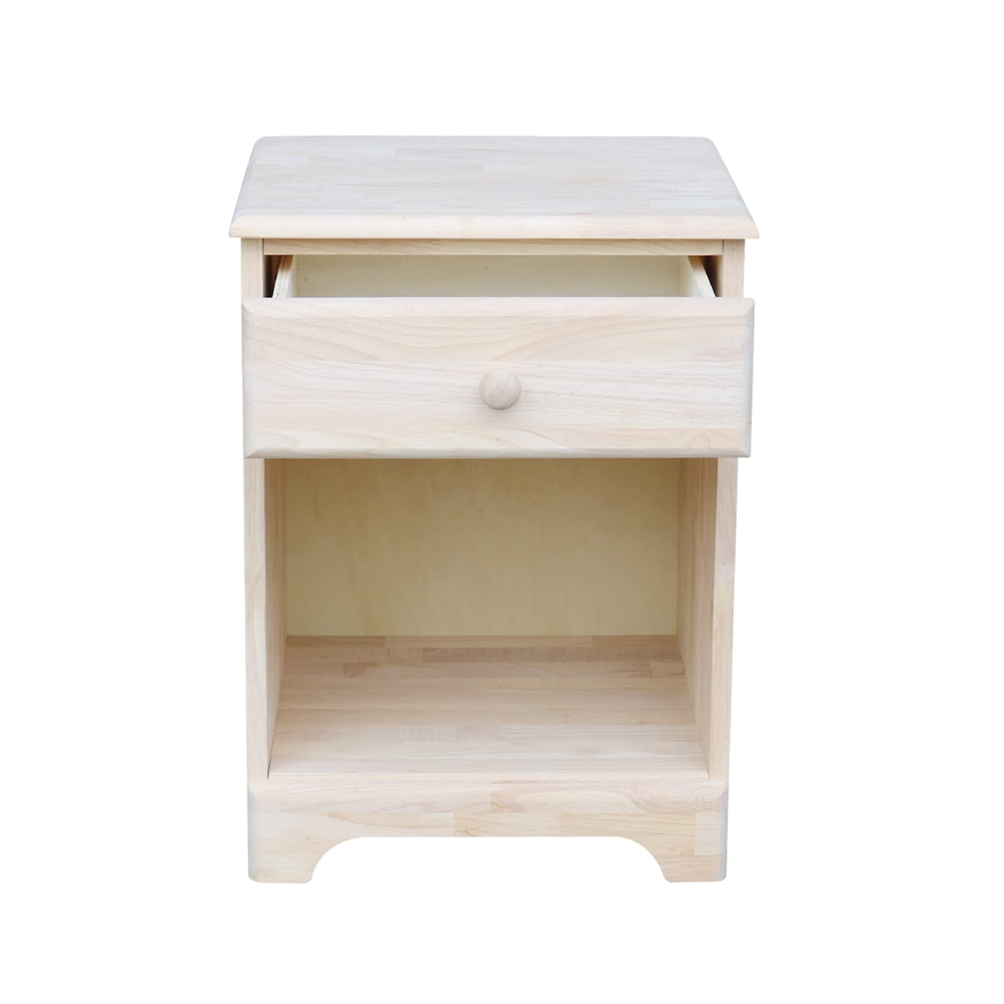 Unfinished Night Stand with One Drawer - International Concepts Bedside Table for Bedroom, Living Room & Guest Room