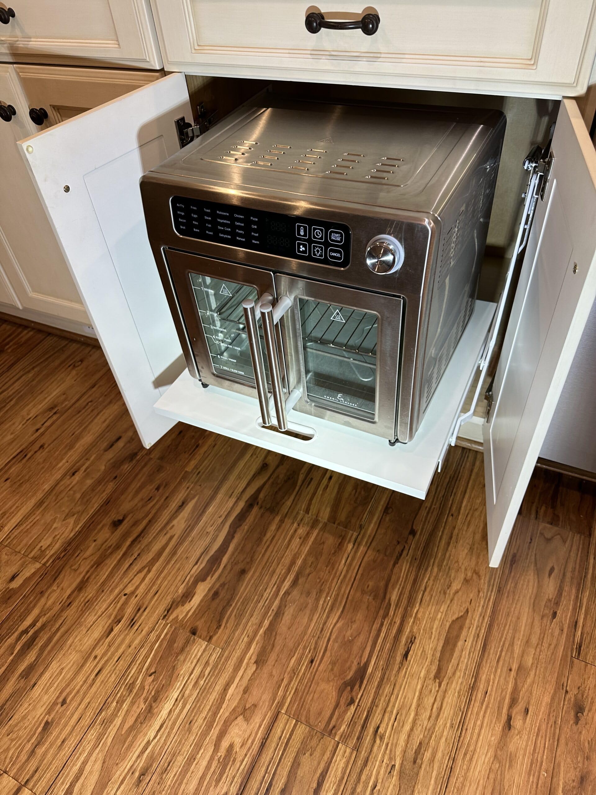 Heavy Duty Kitchen Appliance Lift with Self-Locking Spring Mechanism - White Space Saving Organizer for Mixers, Blenders & Small Appliances | Perfect for Pantry, Cabinet & Countertop Storage