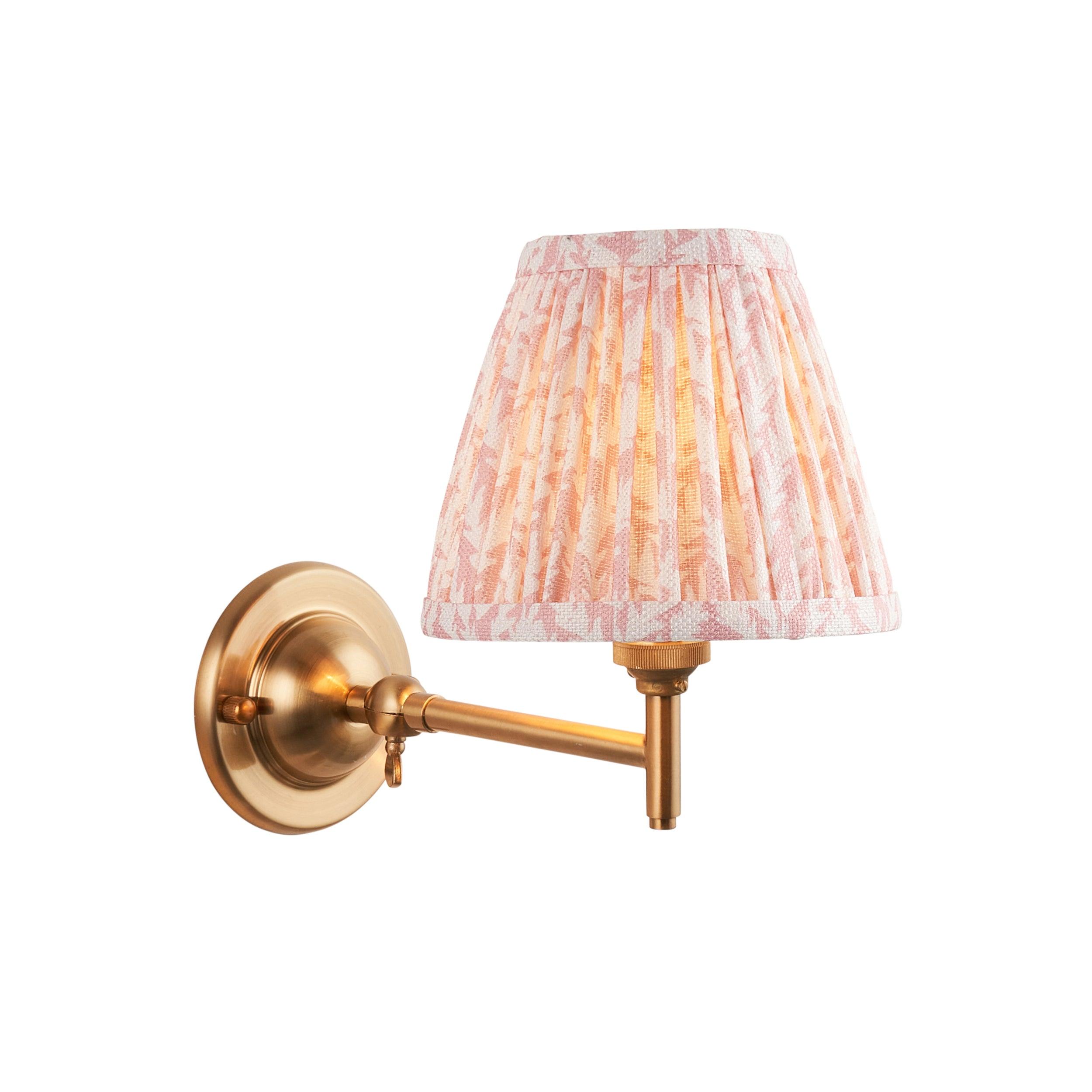 Vintage Dome Fold Brass Wall Light with 16cm Peachy Keen Shade - Perfect for Bedroom, Living Room & Hallway Decor