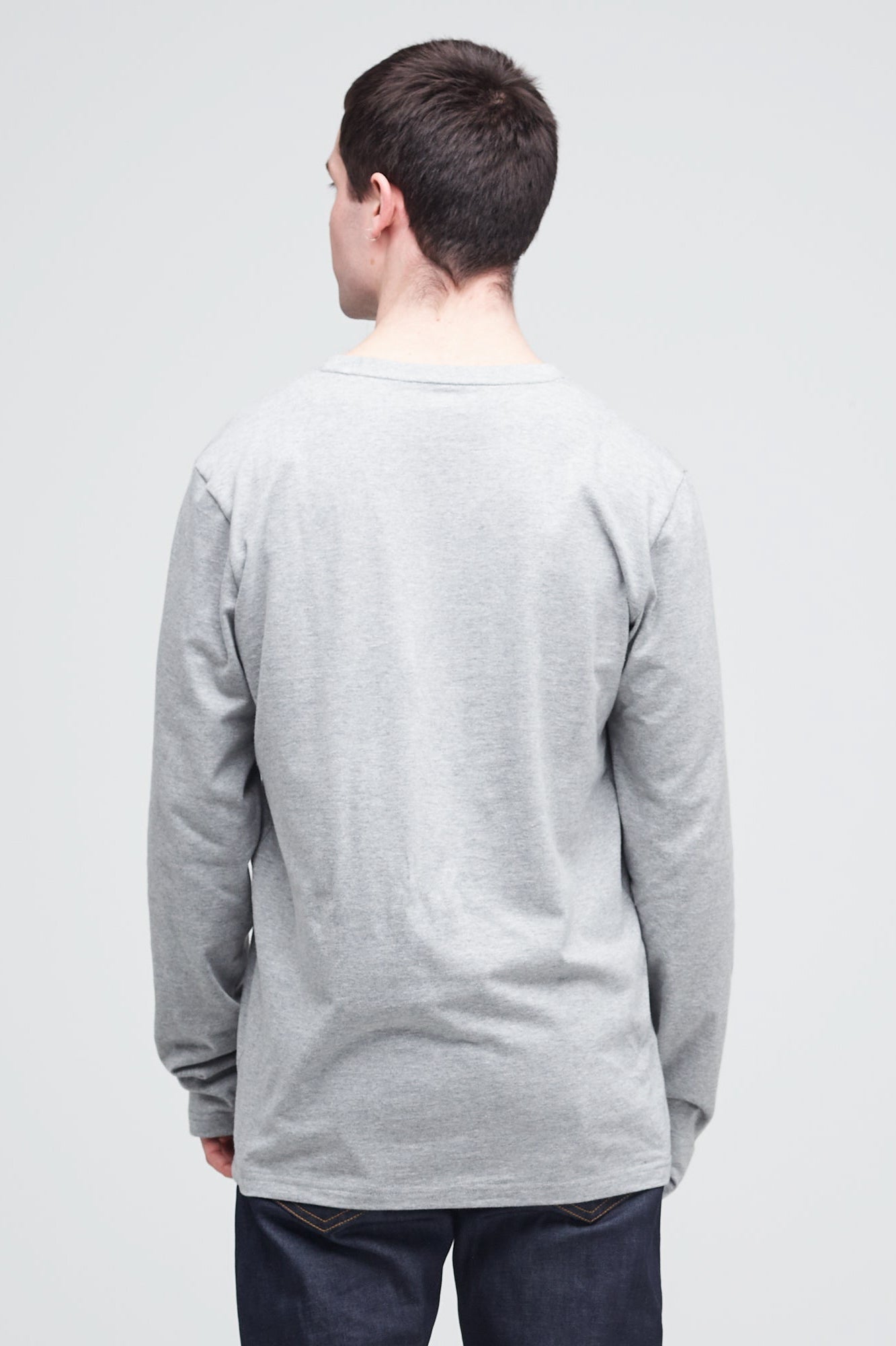 Premium Men's Long Sleeve T-Shirt - Soft Cotton Grey Marl Crewneck Shirt for Casual Wear, Work & Outdoor Activities