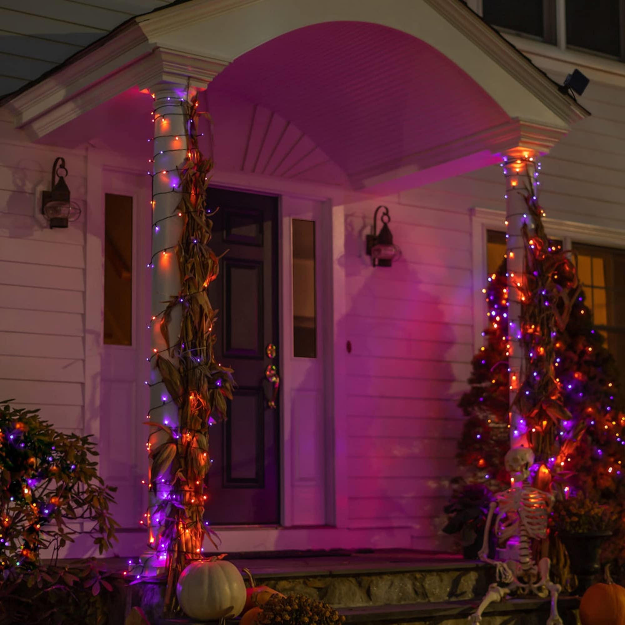 DAZZLE BRIGHT 300 LED Halloween String Lights - 100FT Outdoor Fairy Lights with 8 Lighting Modes, Waterproof for Halloween Party Decorations, Carnival Supplies, Yard & Garden Decor (Purple & Orange) - Perfect for Halloween Night, Backyard Parties, and Spooky Home Decor