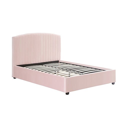 Luxury Pink Velvet King Single Bed Frame - Soft Upholstered Platform Bed with Wooden Slats for Bedroom, Guest Room, or Dorm