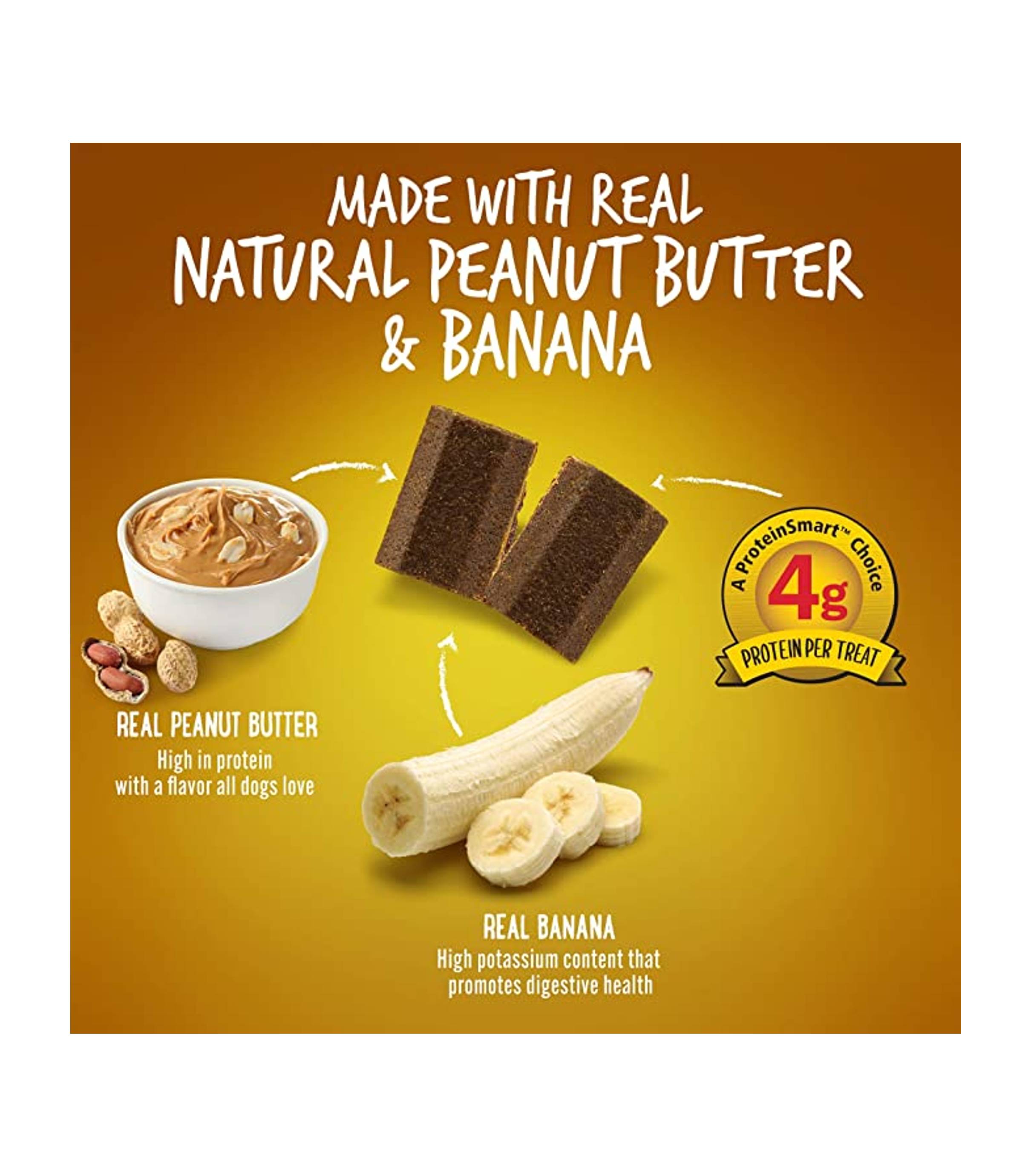 Fruitables PB N' Joy Peanut Butter & Banana Bar Dog Treats 6oz - Healthy Soft Baked Snacks for Small & Large Dogs - Perfect for Training Rewards & Travel Treats