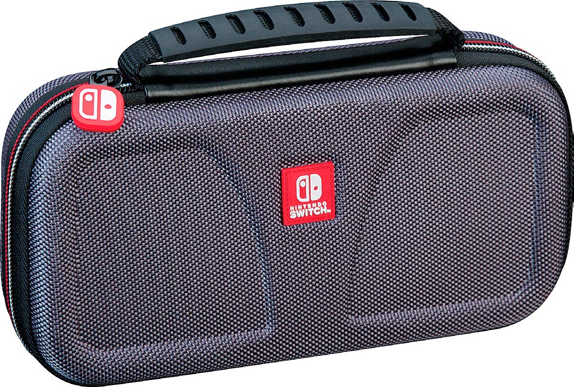 Official Nintendo Switch Lite Case by Game Traveler RDS - Hard Shell Protective Cover with Adjustable Stand, Bonus Game Storage & Premium Carry Handle (Gray) - Perfect for Travel, Gaming On-The-Go & Console Protection