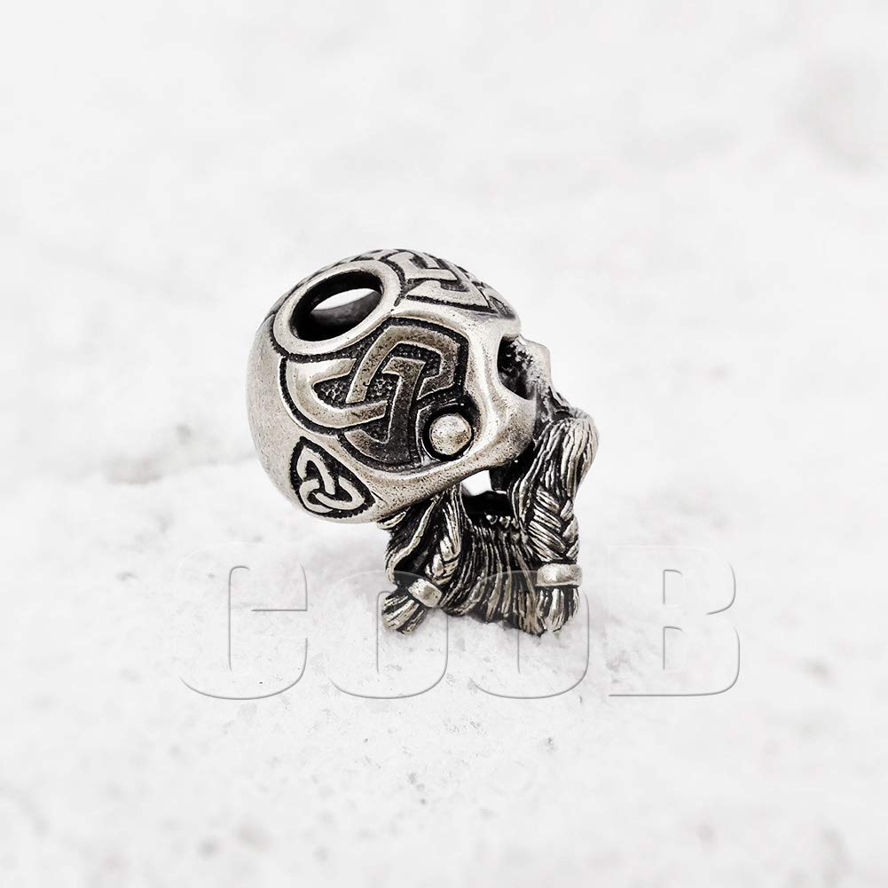 EDC Paracord Bead - Celtic Skull Warrior Charm for Knives & Lanyards (Silver) - Outdoor Gear Accessory