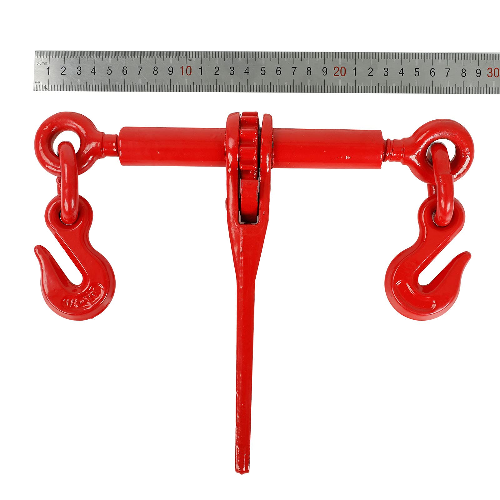 Heavy Duty Ratchet Lever Load Binder 1/4-5/16'' (6mm-8mm) - Commercial Grade Chain Binder for Cargo Flatbed Trailers - 7800 MBS, 2200 LBS Working Load Limit - Red (2 Pack) - Perfect for Securing Heavy Loads on Trucks & Trailers