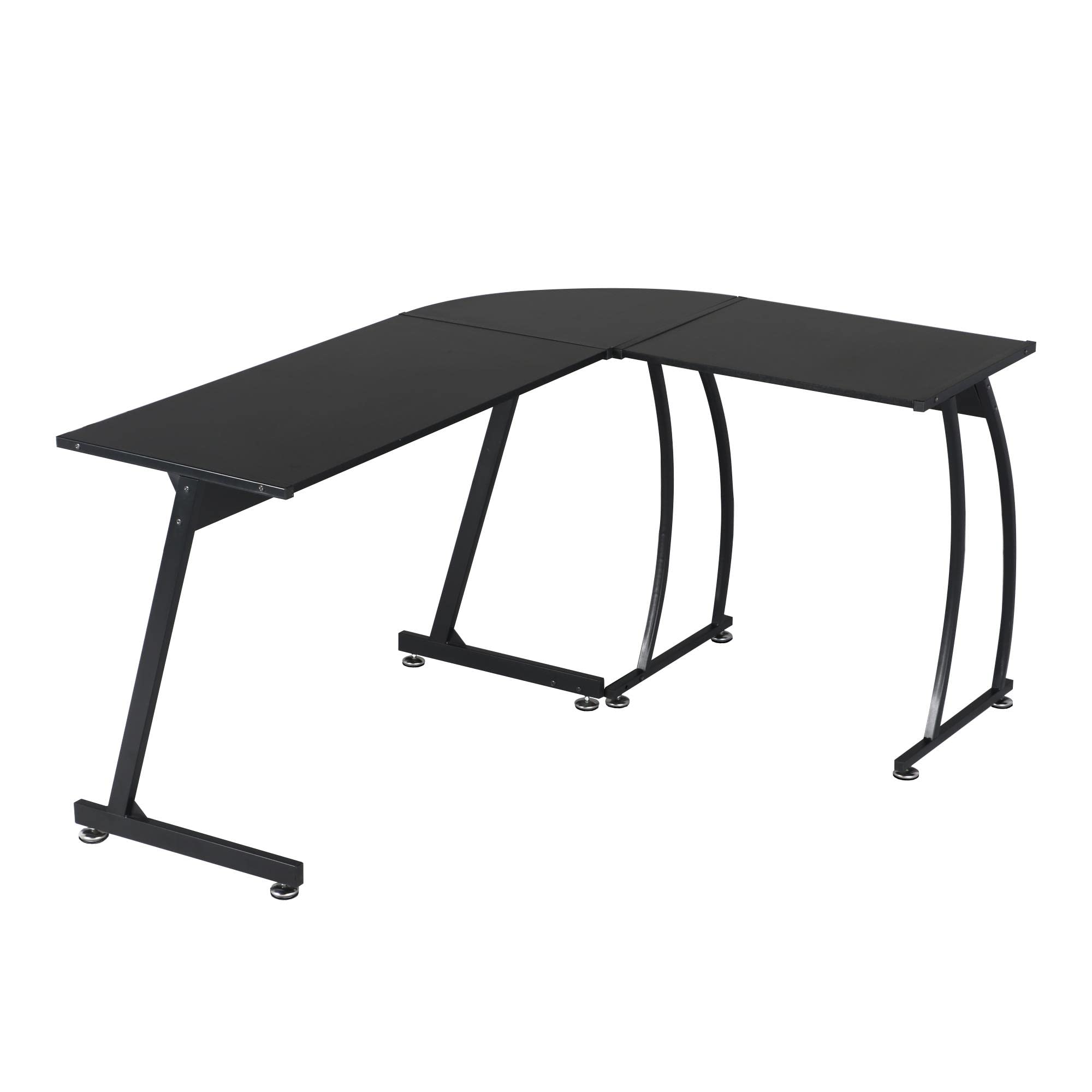 Topeakmart L-Shaped Corner Computer Desk - Modern 3-Piece Gaming & Home Office Workstation in Black (Wood & Metal) - Perfect for Small Spaces, PC Gaming, Remote Work & Study