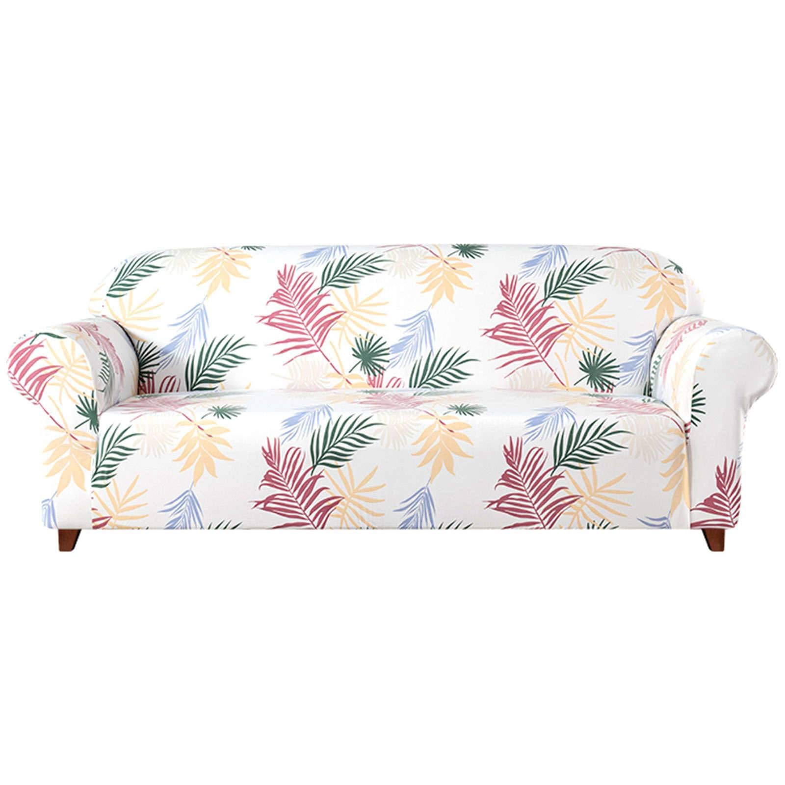 HALOUK High Stretch Sofa Slipcover - 1 Piece Printed Elastic Sofa Cover for 3 Cushion Couch (235-300cm XL) - Durable Furniture Protector for Living Room, Bedroom & Office Decor - Soft White Stretchable Couch Cover for Home & Commercial Use