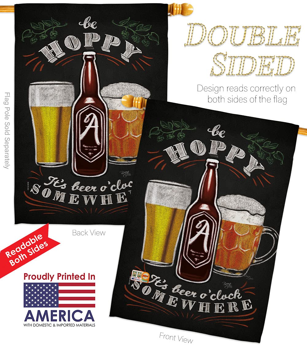 Breeze Decor Double-Sided Beer Themed Garden House Flags Kit - 28x40 Inch USA-Made Yard Banner for Happy Hour, Pong Parties & Craft Beer Decor | Perfect for Backyard BBQs, Tailgating & Outdoor Entertaining