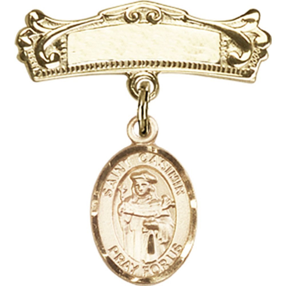 St. Casimir of Poland Gold Filled Baby Badge with Charm - 7/8