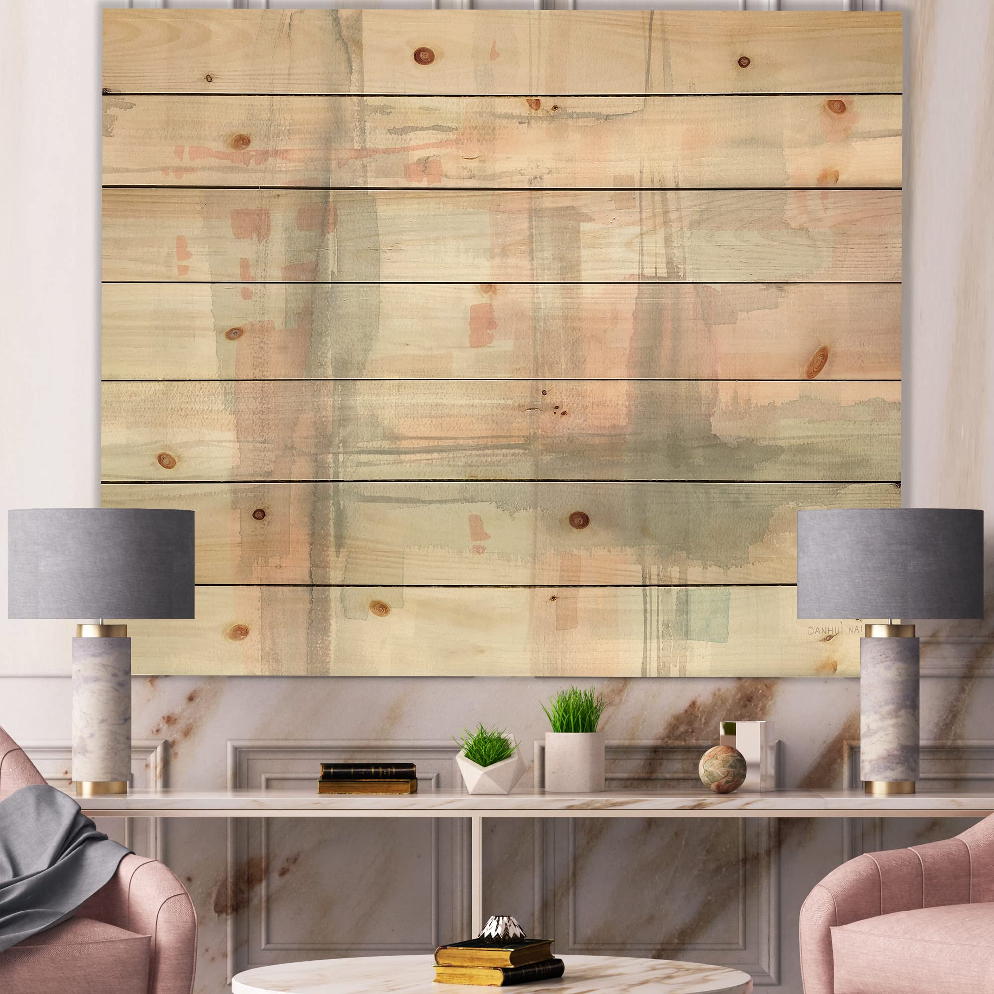 Intersect II Grey Shabby Chic Wood Wall Decor - Large Abstract Wood Wall Art Panels Printed on Natural Pine - Perfect for Living Room, Bedroom & Office Decoration