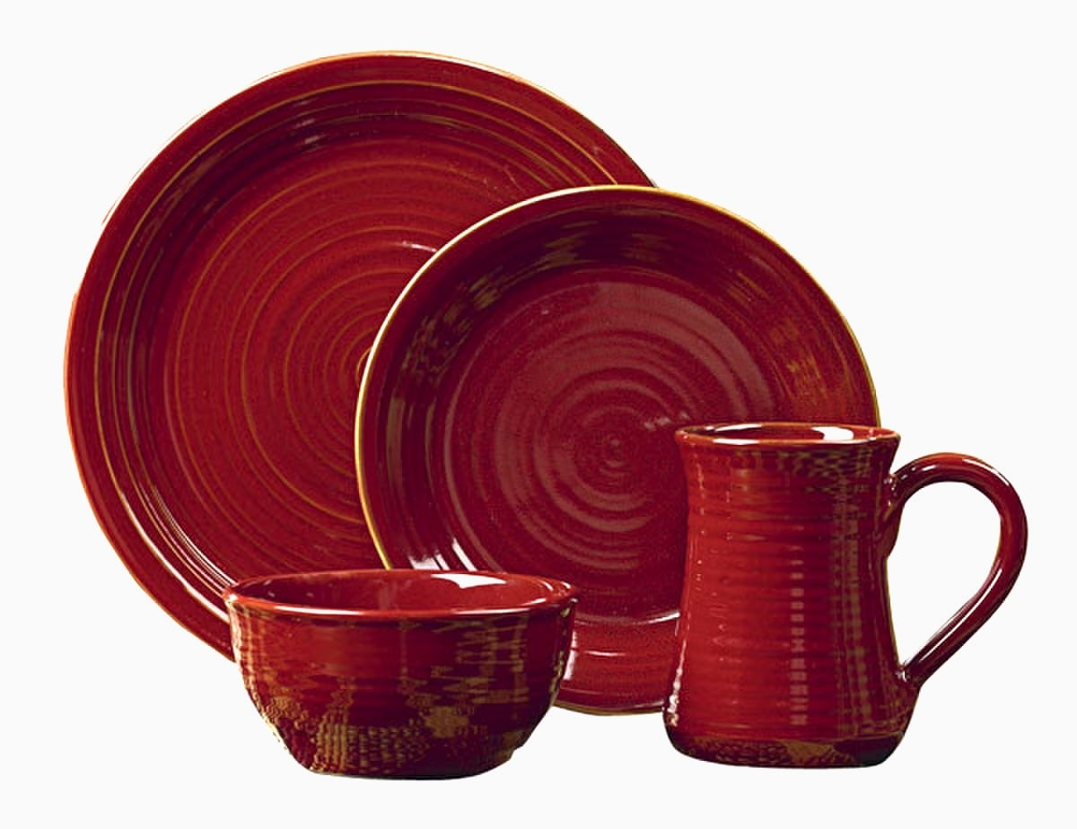 Aspen Red Dinnerware Set - Elegant 16-Piece Porcelain Tableware for Formal Dining & Entertaining - Perfect for Holidays, Dinner Parties & Special Occasions