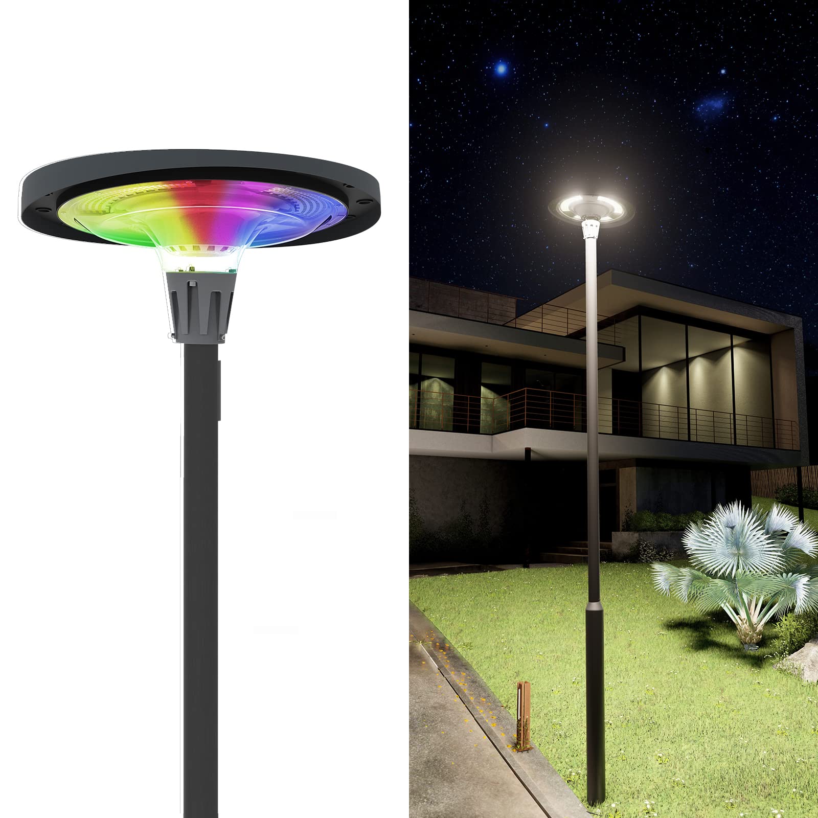 Eiowell 48000mAh Solar Street Lights Outdoor - Waterproof IP65, 3 Color Modes (Dusk to Dawn) for Parking Lots, Commercial Roads, Gardens, Lawns & Pathways - Solar Post Top Pole Lights (Pole Not Included) - Perfect for Energy-Efficient Outdoor Lighting & Security