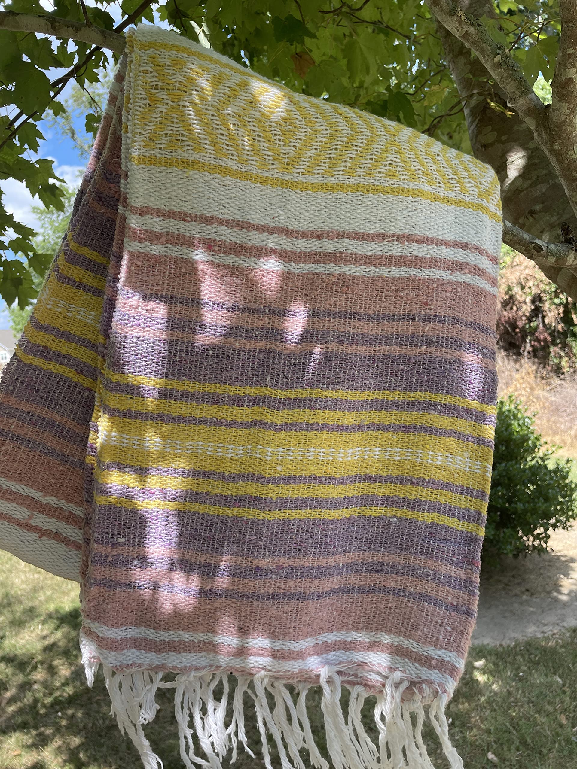 Authentic Mexican Falsa Blanket - Soft Yoga, Beach, Camping, Picnic & Car Blanket - Cozy Home Throw for Outdoor & Indoor Use (Baby Pink) | Perfect for Travel, Lounging & Decor