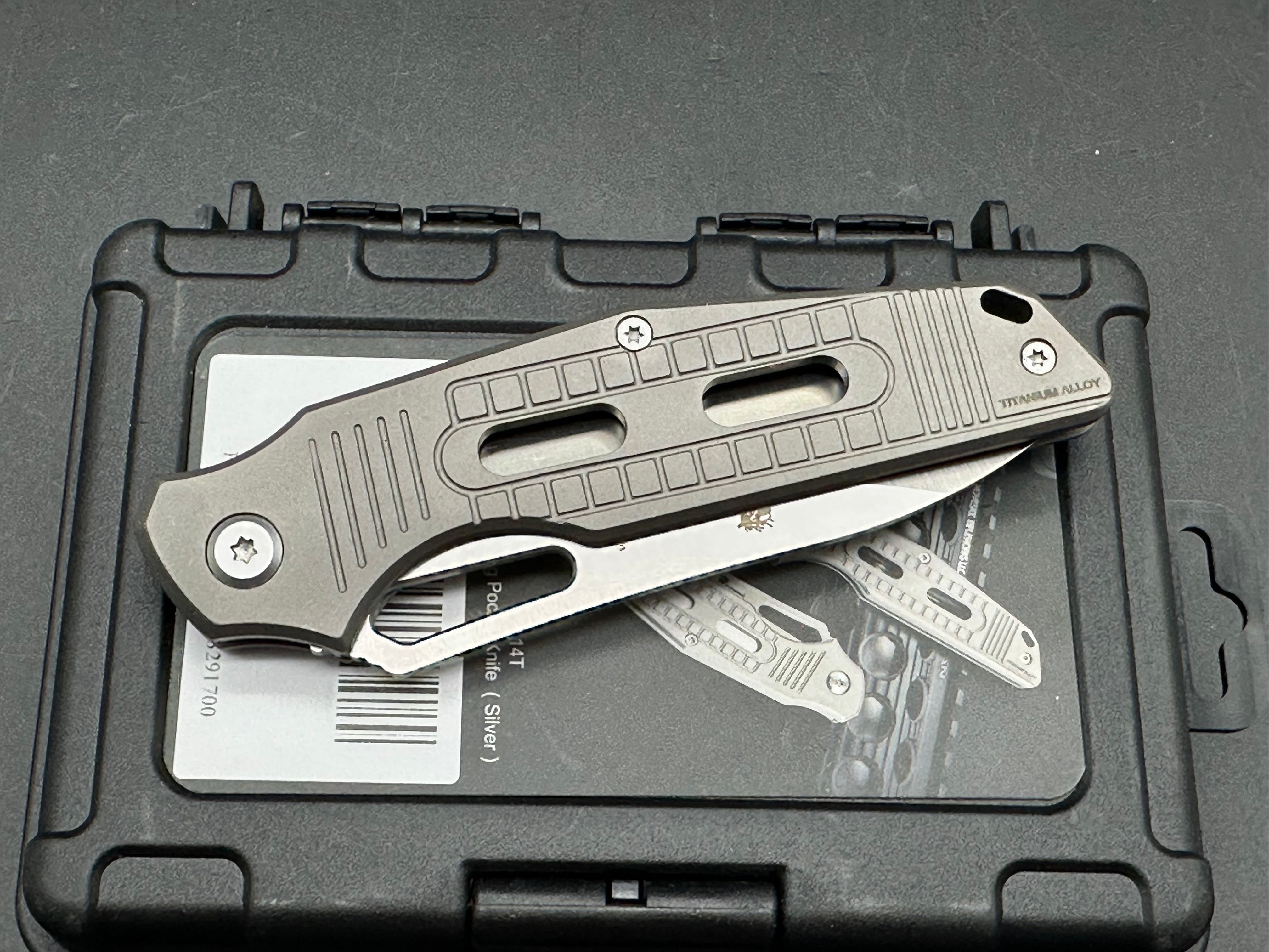 HX Outdoors TD14 Titanium Slip Joint Pocket Knife with D2 Steel Blade - Perfect for Camping, Hiking & Everyday Carry (EDC)
