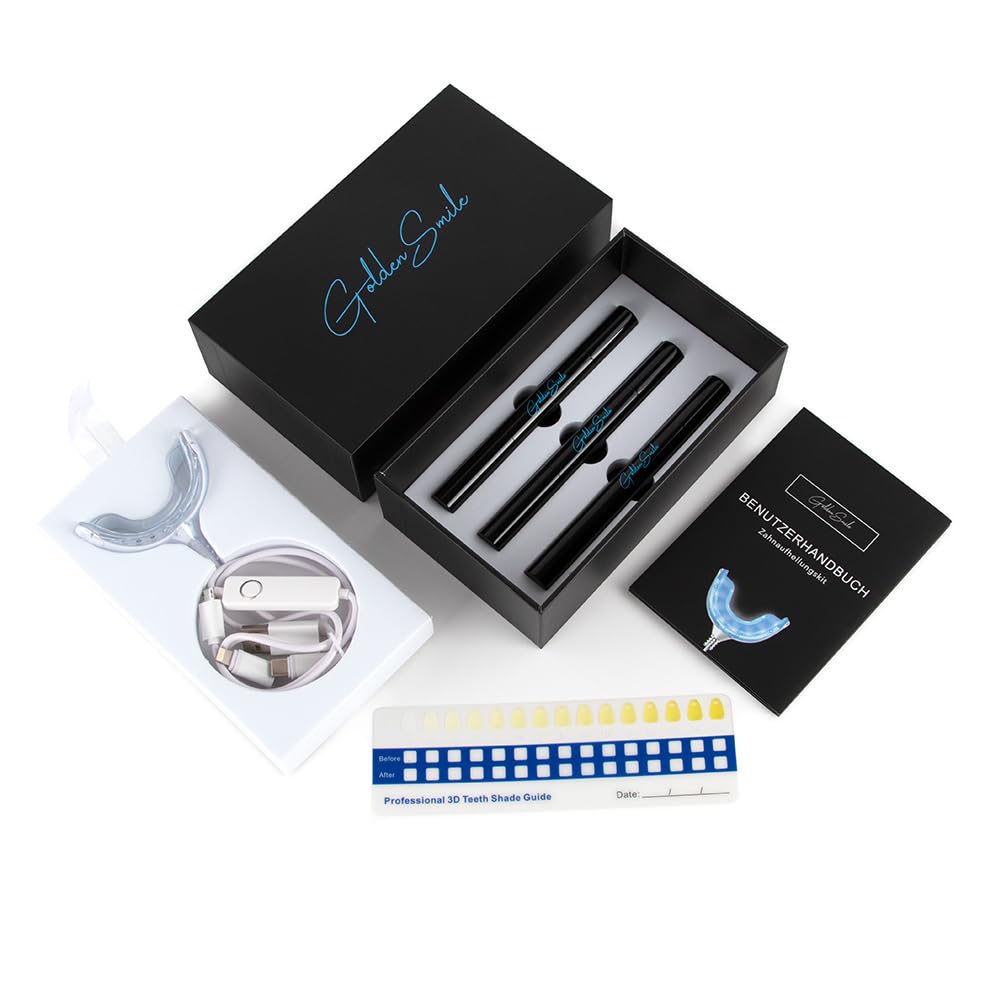 BigPack - The Golden Smile™ Professional Teeth Whitening Kit with Natural Activated Charcoal Powder | Home Bleaching for Stain Removal from Coffee, Smoking & Yellow Teeth | Perfect for Weddings, Job Interviews & Special Occasions