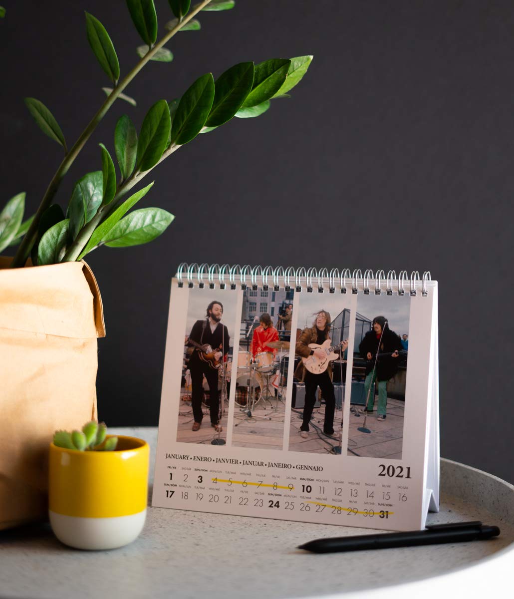 The Beatles 2021 Desk Calendar - Official Licensed 12-Month Wall & Desktop Planner with Famous Album Covers - Perfect for Office, Home Decor & Beatles Fans Gift