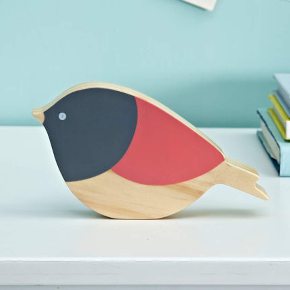 Handmade Wooden Bird Statue Sculpture - Premium Red Bird Tabletop Figurine for Nursery Room Decor, Home Decoration & Unique Kids Gifts | Perfect for Baby Showers, Birthday Presents & Farmhouse Style Décor