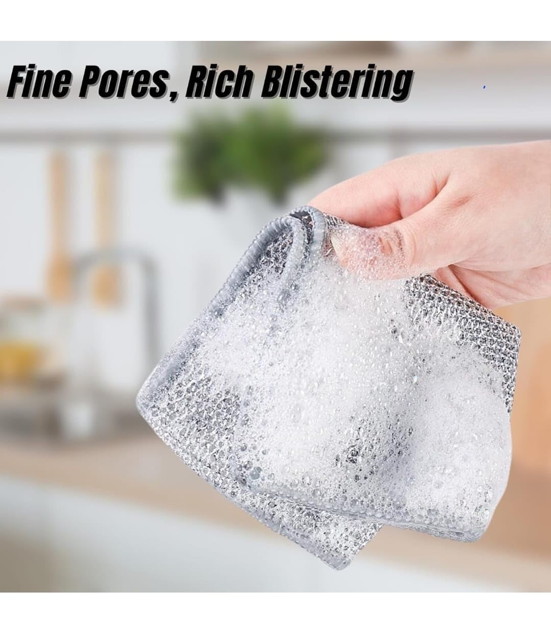 Stainless Steel Scrubber Pads - Non-Scratch Dishwashing Rags for Wet & Dry Cleaning - Multipurpose Wire Scourer for Dishes, Sinks & Countertops - Easy Rinse & Machine Washable (6 Pack) - Perfect for Kitchen Cleaning, Pots & Pans Scrubbing