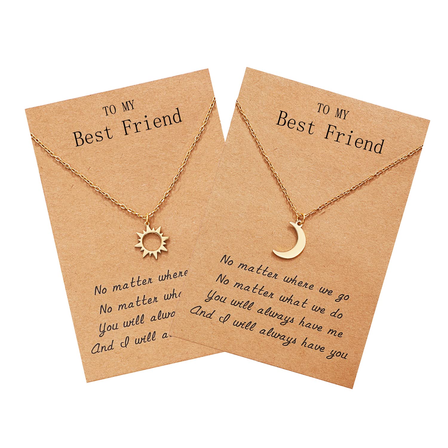 Best Friend Necklace for 2 - Sun and Moon Matching Friendship Jewelry Set for BFFs, Sisters & Couples | Perfect Gift for Anniversaries, Birthdays & Valentine's Day | Wear for Special Occasions & Everyday Style