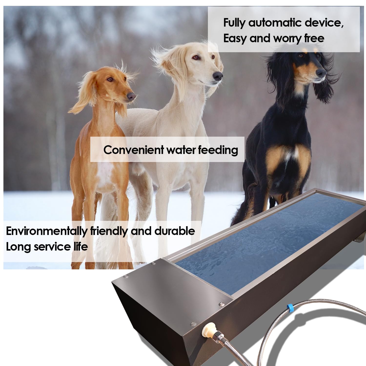 Automatic Livestock Water Trough - 304 Stainless Steel Animal Water Dispenser with Float Valve Kit for Dogs, Horses, Pigs, Cows (39.3