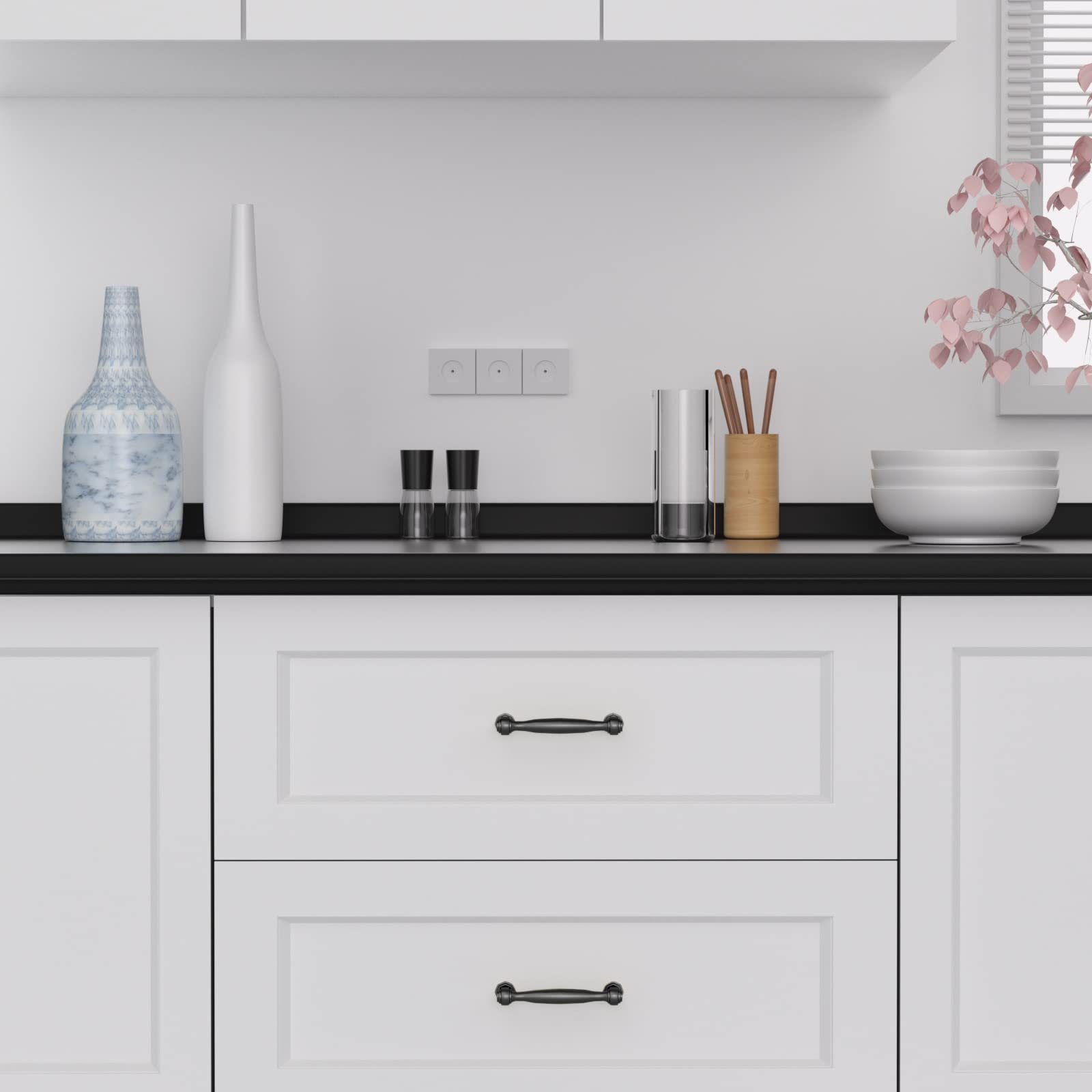 GoldenWarm 10 Pack Matte Black Kitchen Cabinet Handles - 3 Inch Cabinet Pulls & Drawer Handles for Kitchen & Bathroom - Durable & Stylish Hardware for Modern Home Upgrades